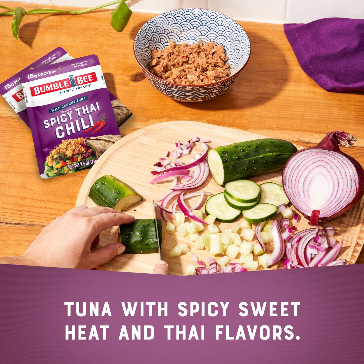 Bumble Bee Spicy Thai Chili Seasoned Tuna, 2.5 Oz Pouches (Pack Of 12) - Ready To Eat - Wild Caught Tuna Packet - 15G Protein Per Serving - Gluten Free