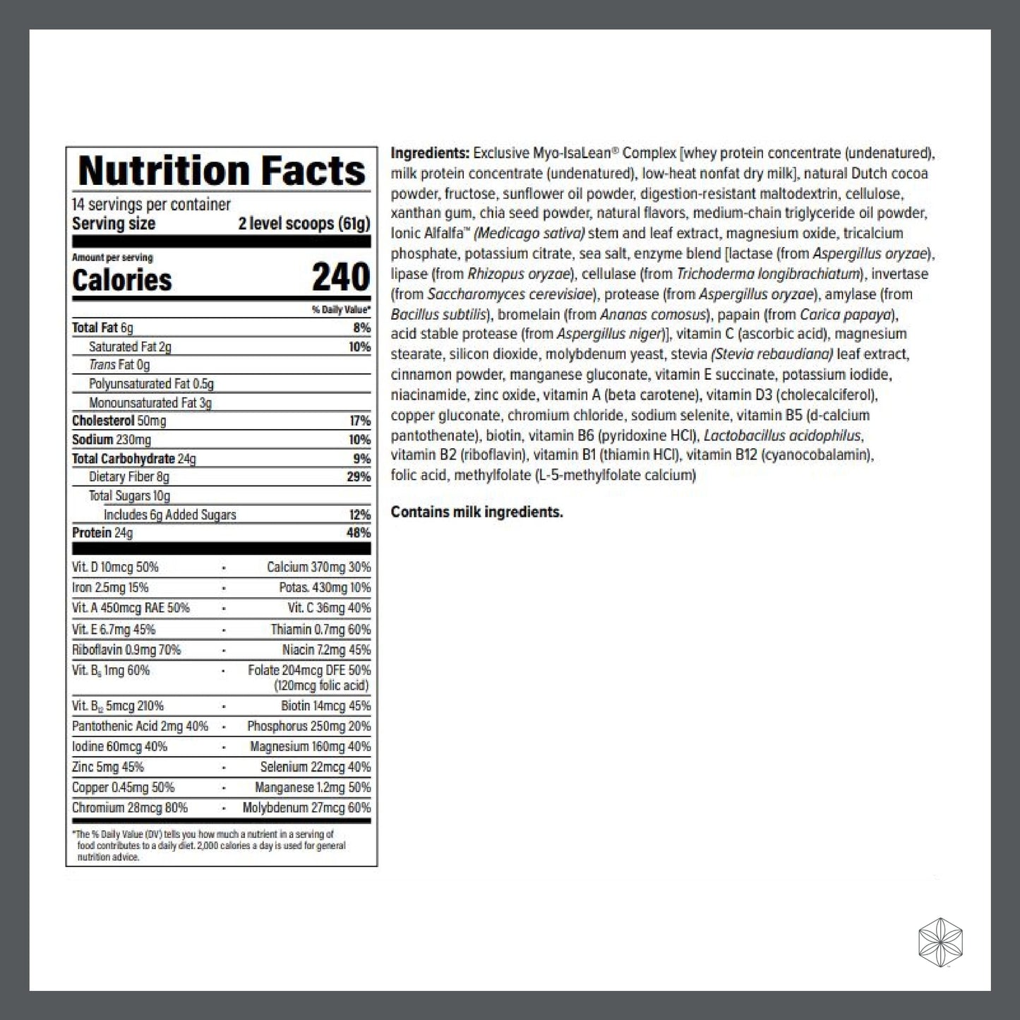 Isagenix IsaLean Protein Shake, Creamy Dutch Chocolate, 29.6 oz, 14 Meals, White