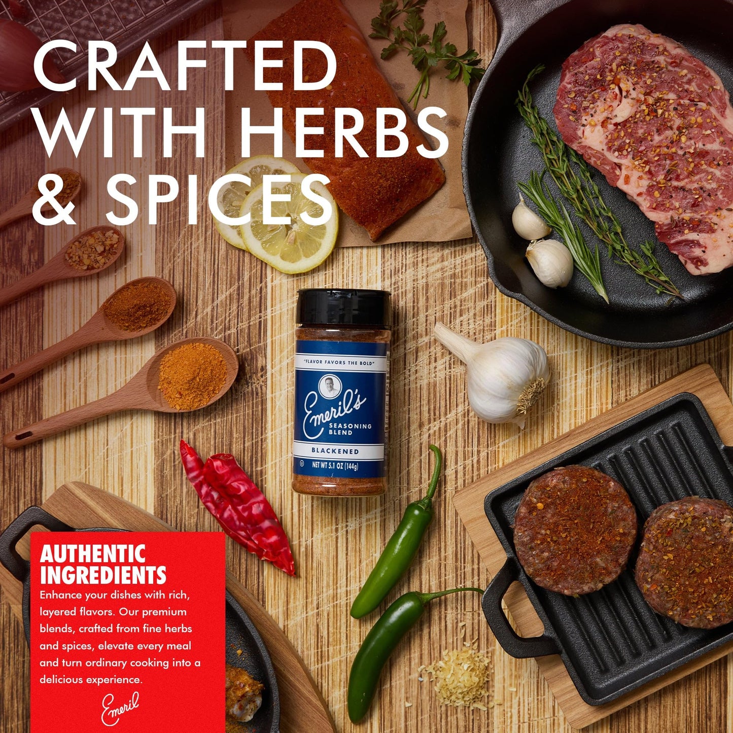 Emeril Lagasse 5 Oz, 3-Pack And 6-Pack Seasoning Blend: Original Essence, Cajun, Blackened, Chicken Rub, Steak Rub And Rib Rub Best Seasonings And Spices For Cooking (Blackened - 3Pk)