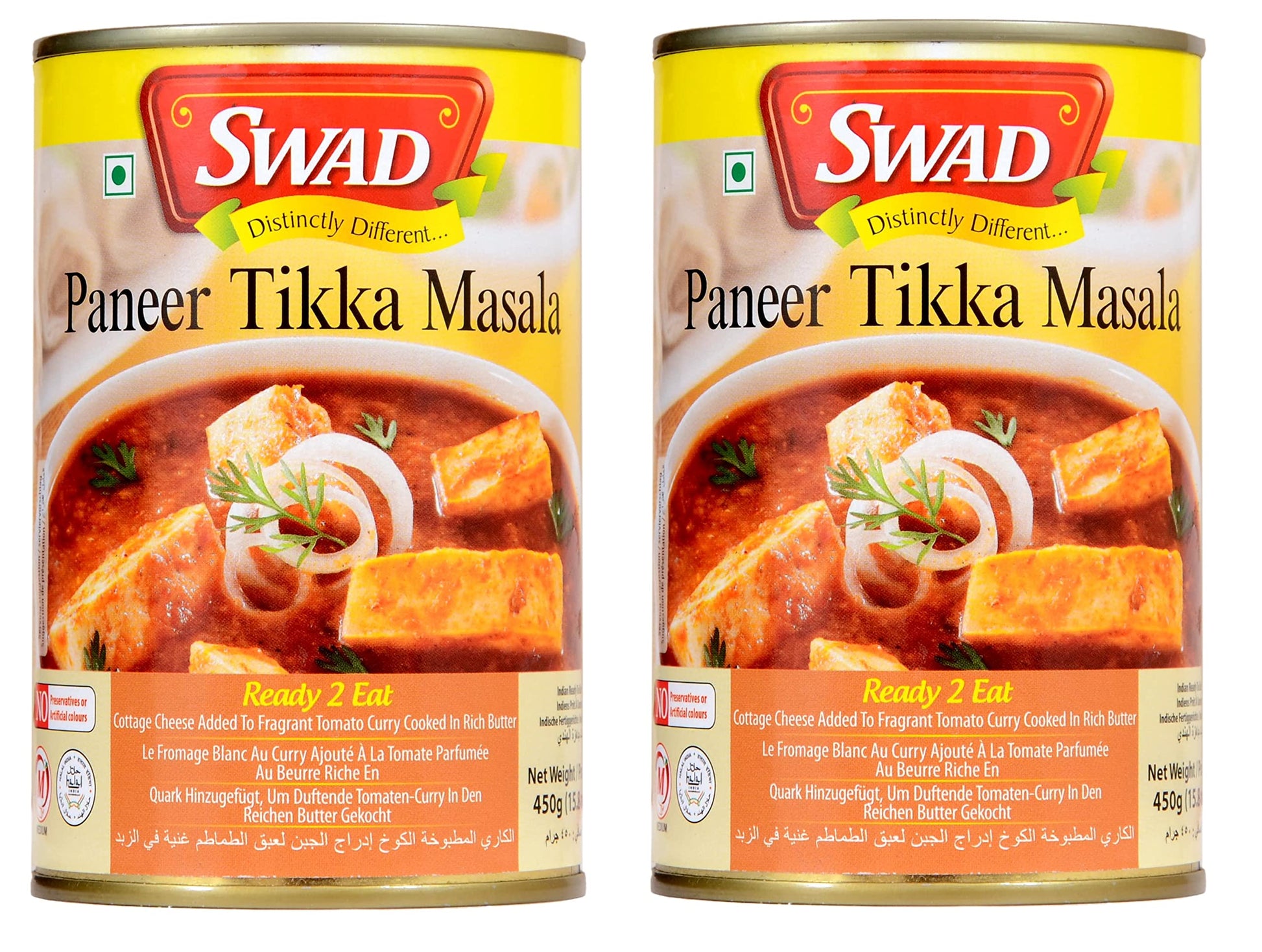 Swad Ready To Eat Paneer Tikka Masala Instant Mix Vegetarian Heat & Eat With No Added Preservative - 450 Grams (Pack Of 2)