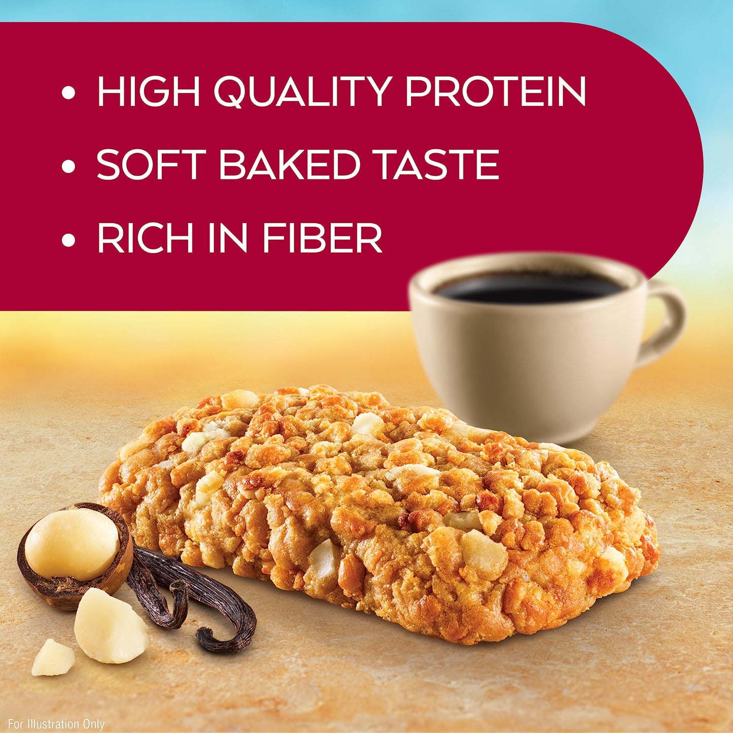 Atkins Vanilla Macadamia Nut Flavored Soft Baked Energy Bars, High In Protein, Low Sugar, High Fiber Snack, Protein Snack, 4 Packs (4 Bars Each)