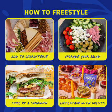 Freestyle Snacks Olive Snack Packs - Fresh Pitted Green & Kalamata Olives, 5 Flavors, Jumbo-Sized, Grown In Greece, All Natural,
