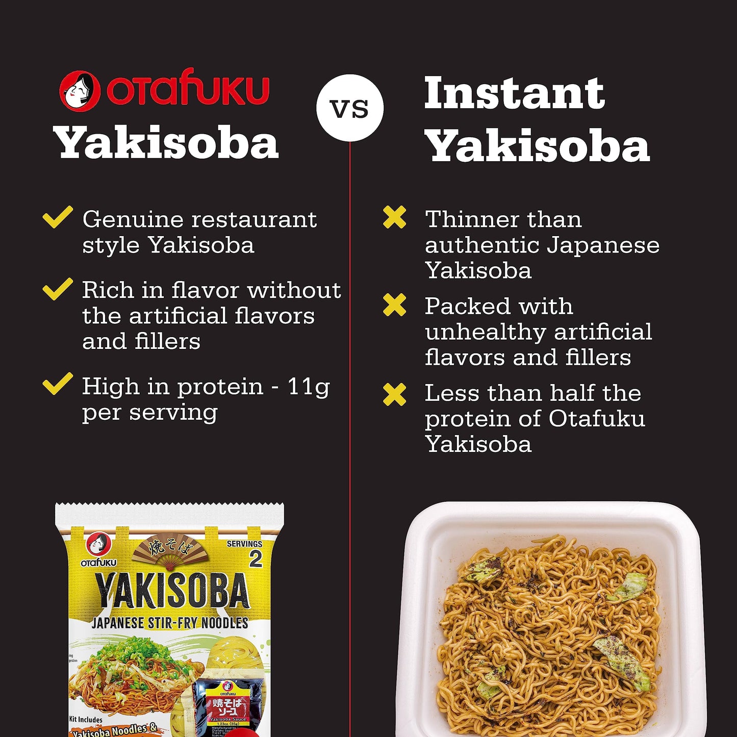 Otafuku Yakisoba Noodles Japanese Stir-Fry Ramen Noodles With Yakisoba Sauce Kit, 2 Yakisoba Ramen Servings Per Kit, Made In Jap