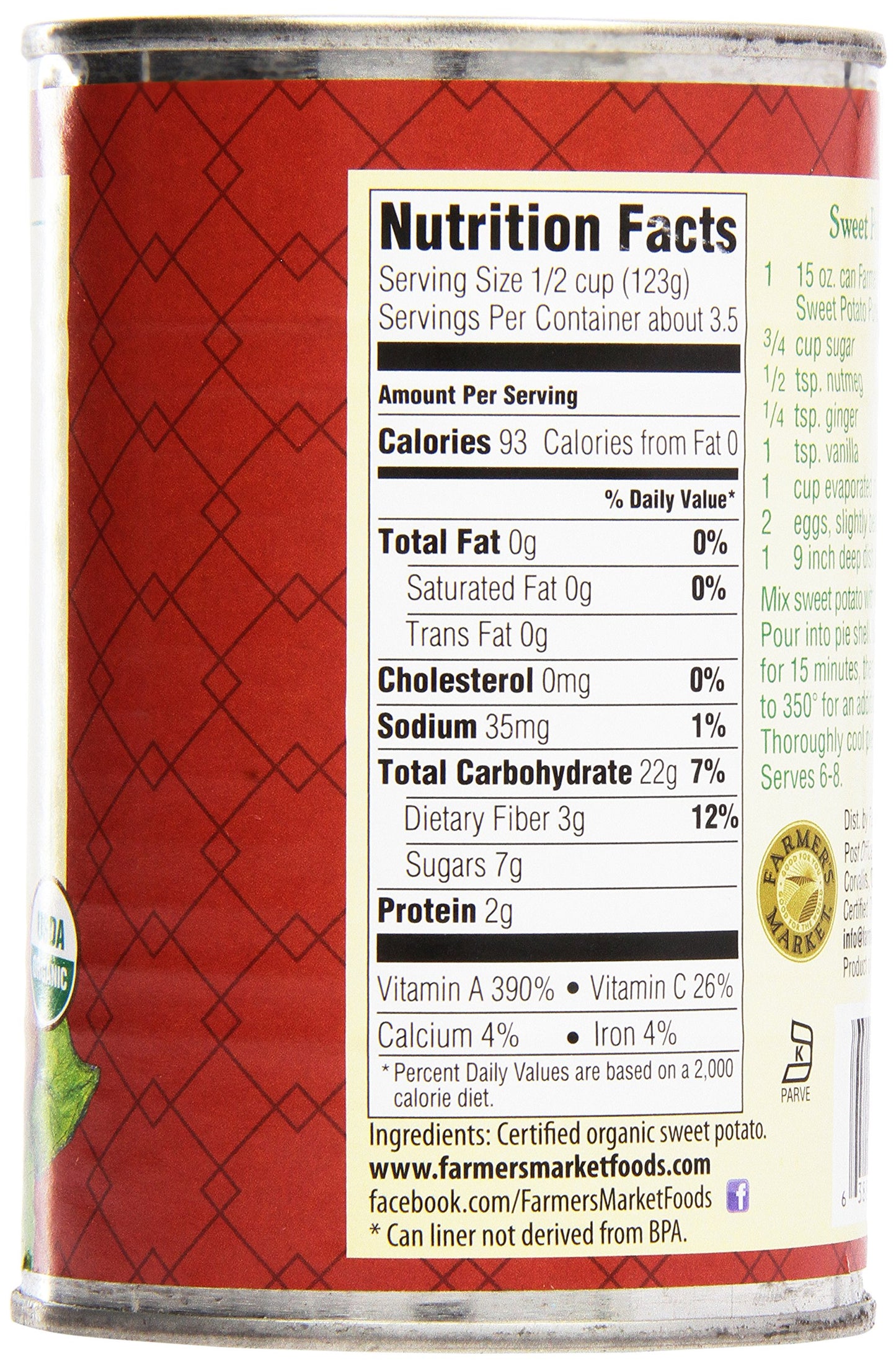 Farmer'S Market Organic Sweet Potato Puree, 15 Oz