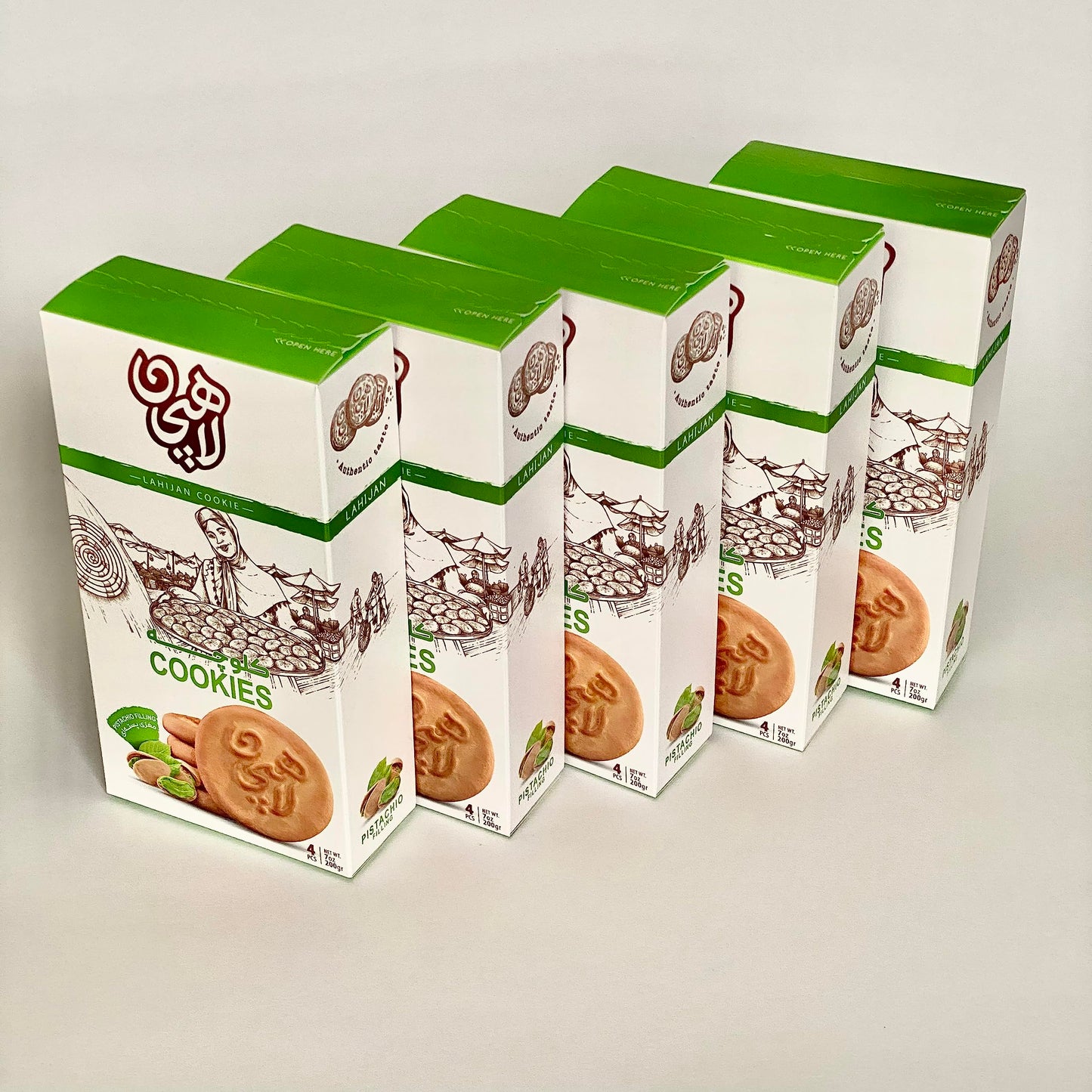 Pistachio Filiing Koloocheh- Pack Of 5 Boxes Pistachio Filling Koloocheh