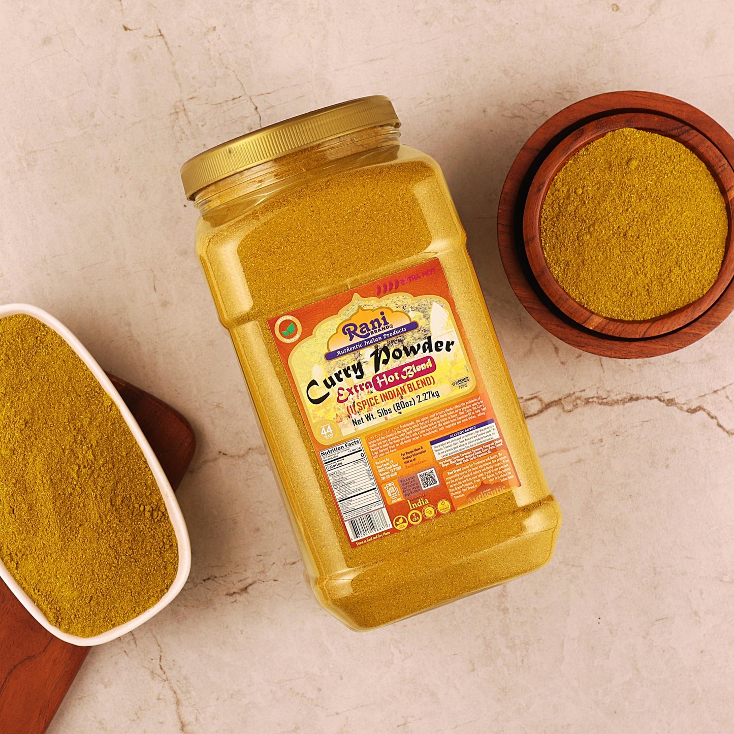 Rani Curry Powder Extra Hot (11-Spice Authentic Indian Blend) 80Oz (5Lbs) 2.27Kg Bulk Pet Jar ~ All Natural | Salt-Free | Vegan | No Colors | Gluten Friendly | Non-Gmo | Indian Origin