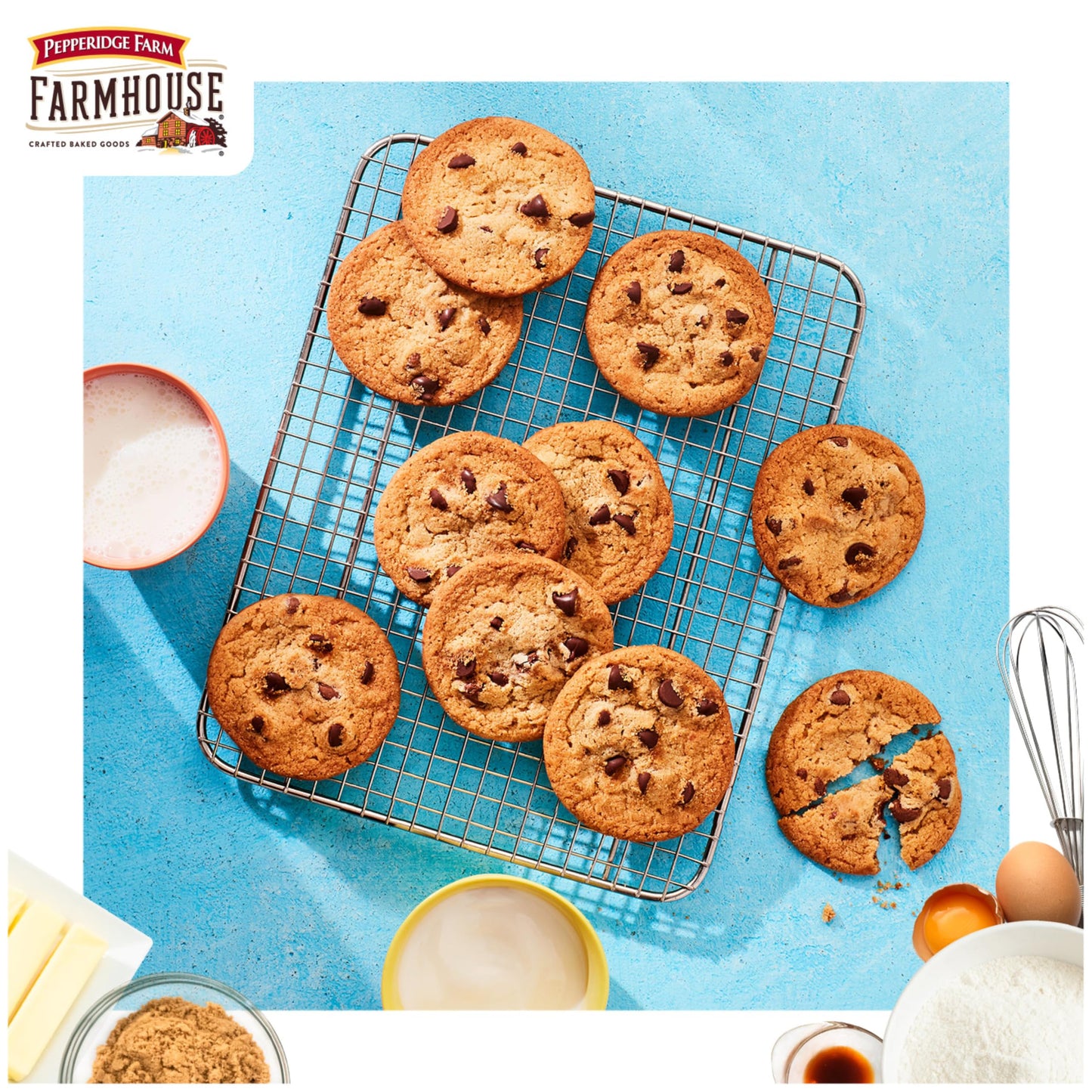 Pepperidge Farm Farmhouse Thin And Crispy Milk Chocolate Chip Cookies, 6.9 Oz Bag (14 Cookies)
