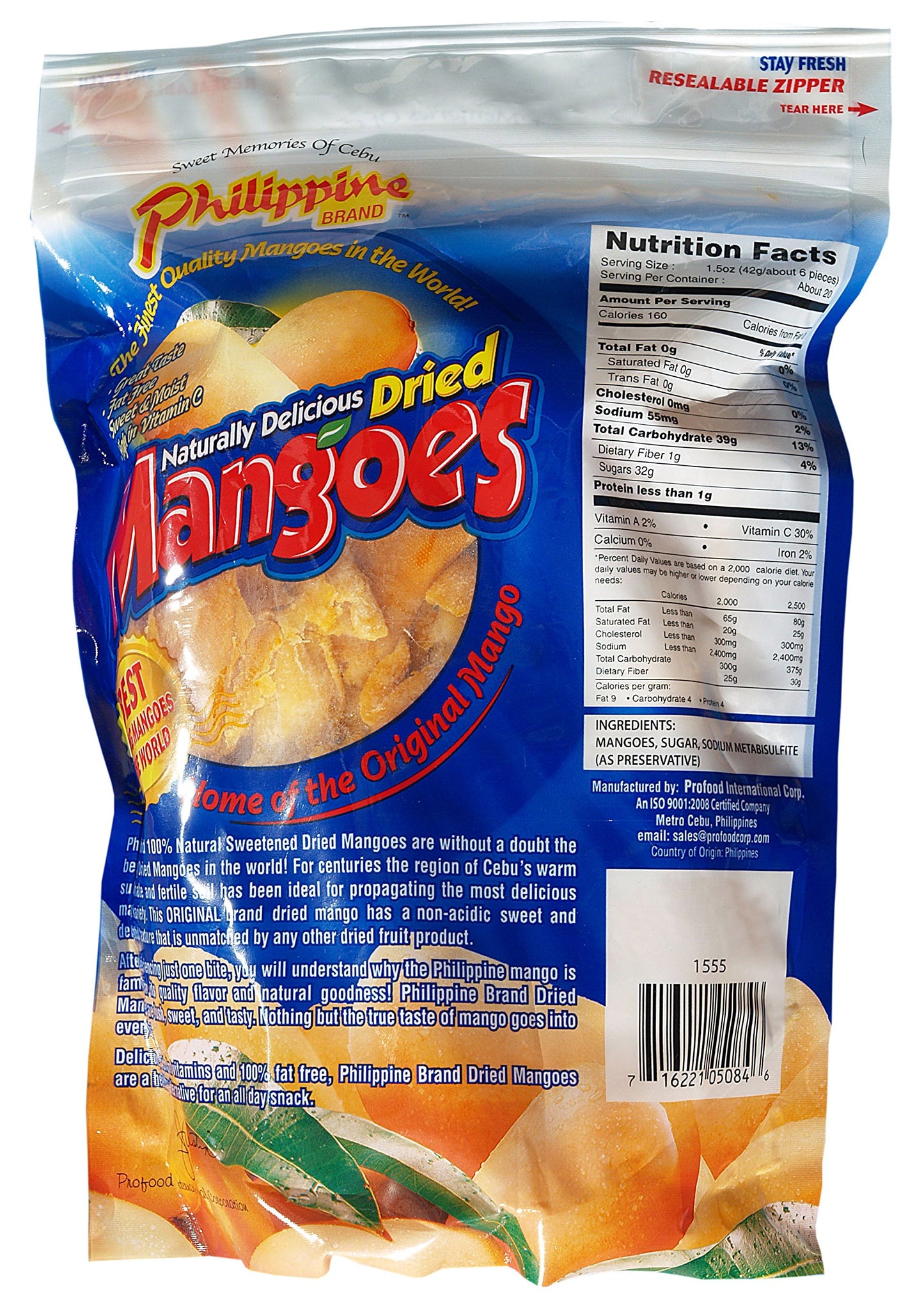 Philippine Brand Naturally Delicious Dried Mangoes Tree Ripened 30 Ounces (Pack of 3)