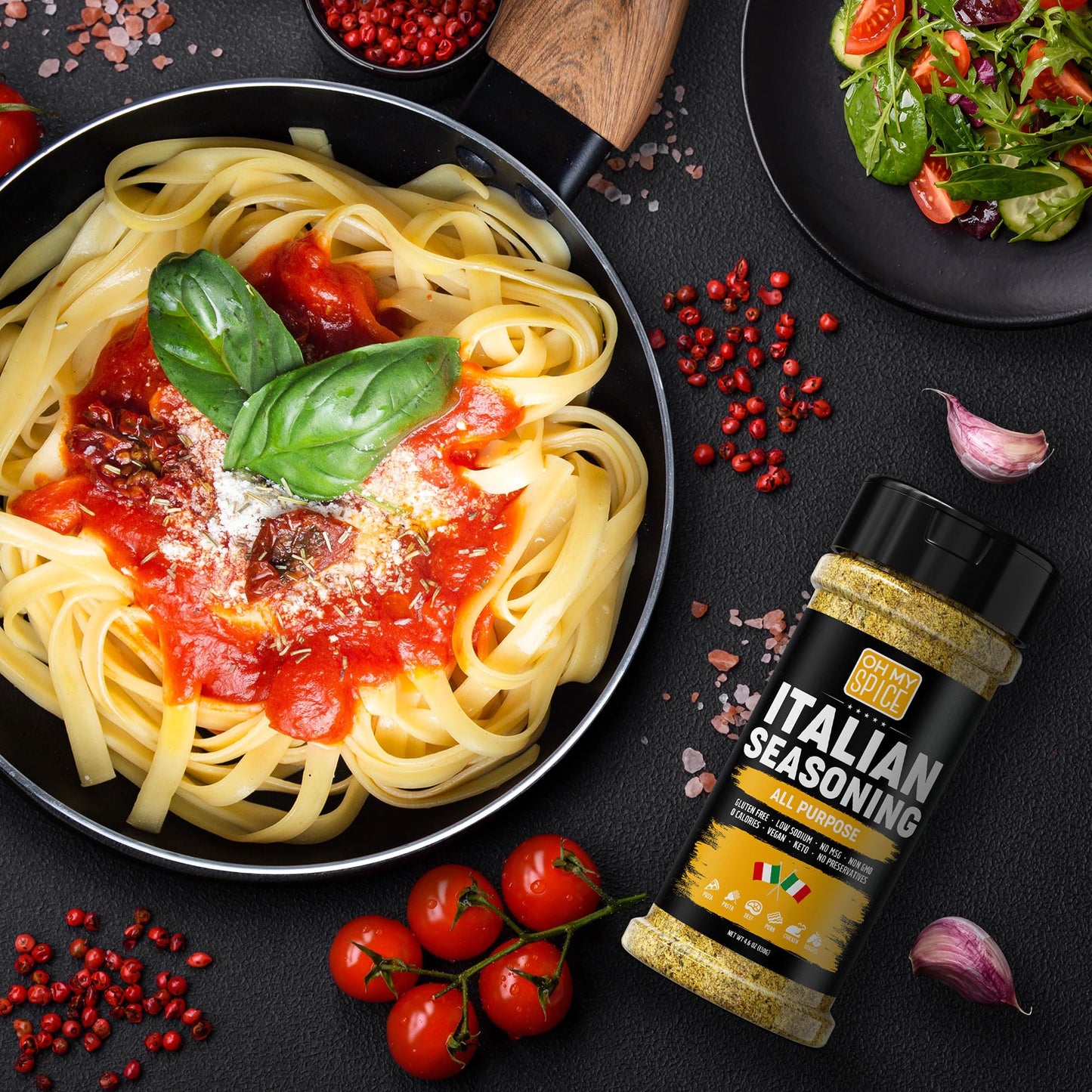Italian Seasoning Blend All Purpose Seasoning Mix - Gluten Free & Low Sodium Pizza Seasonings For Bruschetta & Spaghetti. Medite
