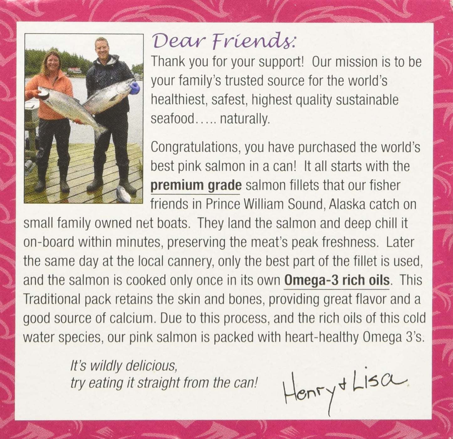 Henry & Lisa's Natural Seafood Traditional Style Wild Alaskan Pink Salmon, 7.5 Ounce (Pack of 12)