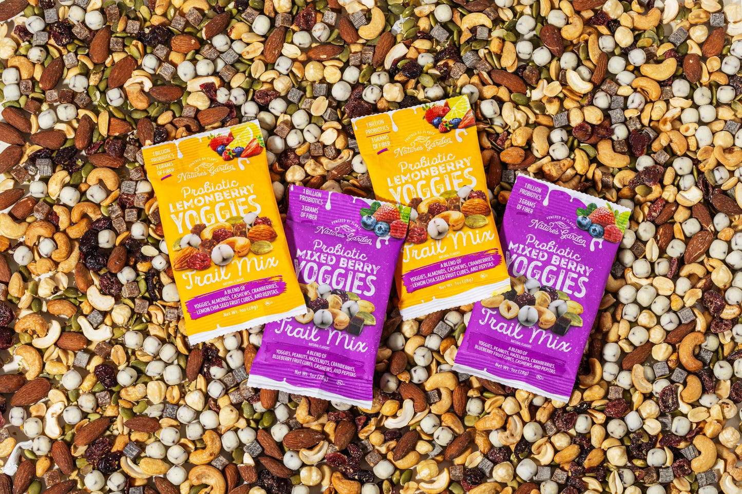 Nature'S Garden Probiotic Yoggies Multi Pack, 18 Pack (Lemonberry Yoggies 9X1 Oz +Mixed Berry Yoggies 9X1 Oz), Trail Mixes, Lemo