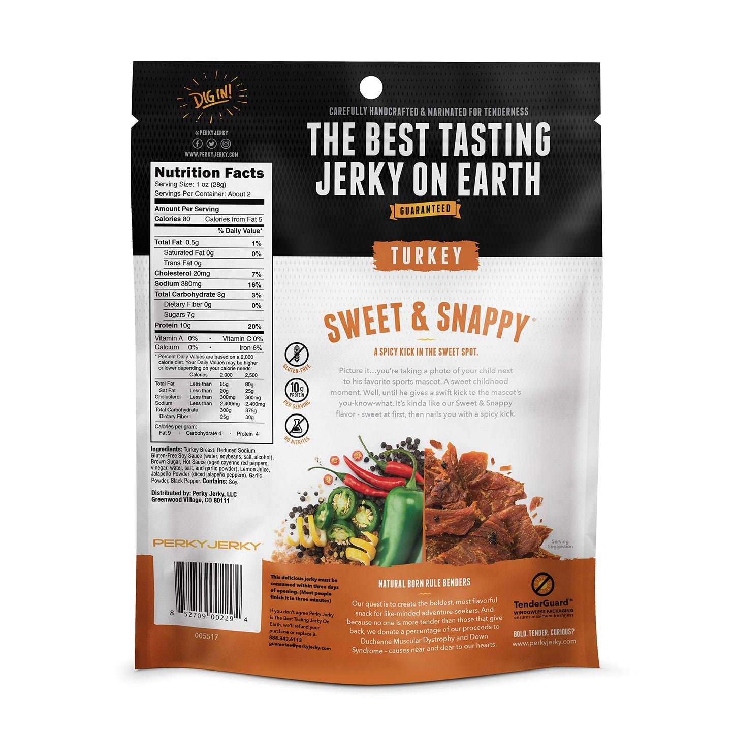 Perky Jerky Turkey Jerky Variety Pack of 5 - 2.2 oz, Low Sodium, 7-10g Protein, Low Fat, Non-GMO, 100% U.S