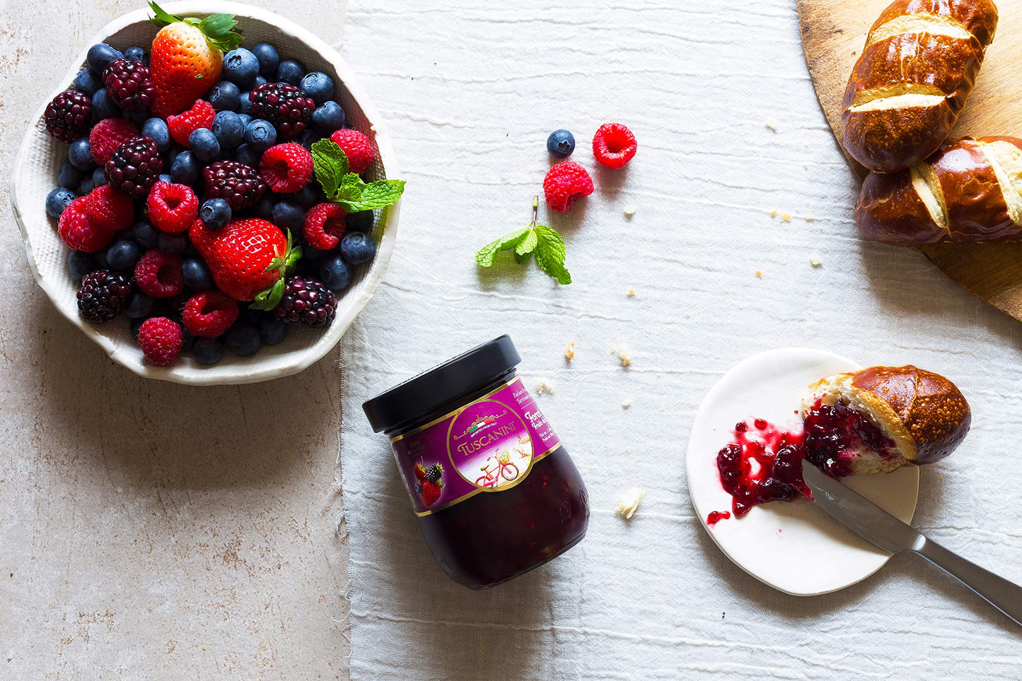 Tuscanini Premium Italian Forest Fruits Preserves, 11.64 Oz Jar, Spreadable Fruit Jam, No High Fructose Corn Syrup, No Preservat