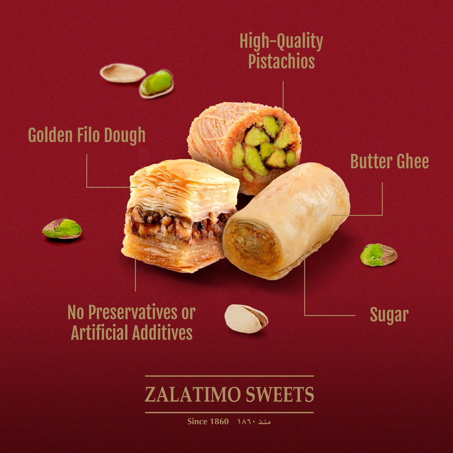 Zalatimo Sweets Since 1860, 100% All Natural Sesame & Butter Shortbread Cookies, Square Metal Gift Tin, Slightly Sweet Cookies With No Preservatives, No Additives, No Corn Starch, No Syrups! 1.4Lbs