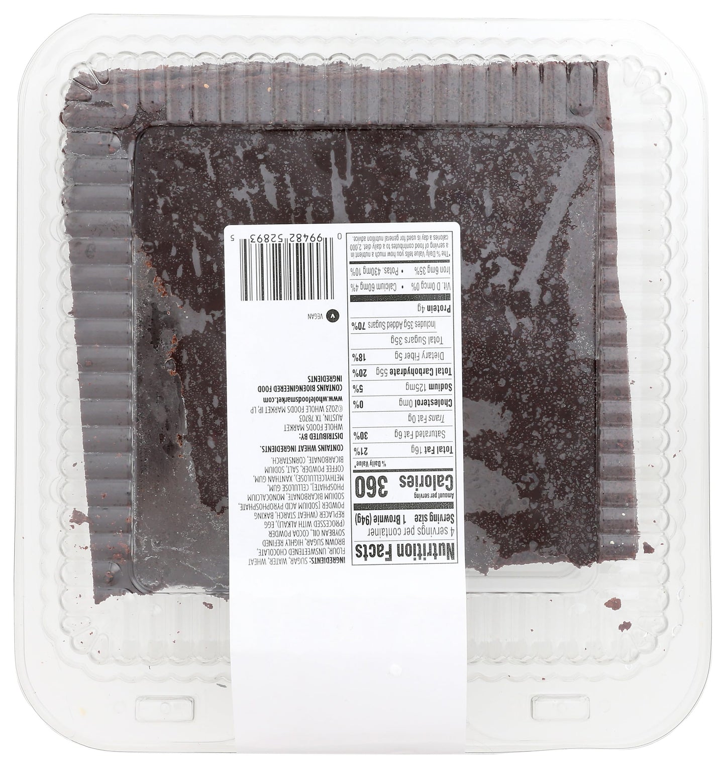 Whole Foods Market Kitchens Vegan Chocolate Brownie, 4 Ct