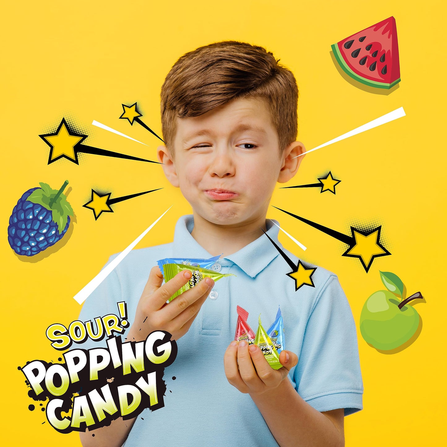 Halloween Candy - Warheads Sour Popping Candy Assorted Fruit Flavors, 40 Count Bag