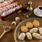 Zalatimo Sweets Since 1860, 100% All Natural Assorted Mamoul Shortbread Cookies, Square Metal Gift Tin, Slightly Sweet Cookies,