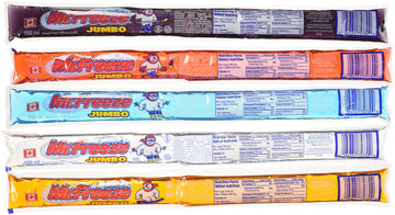 Mr. Freeze Jumbo Cherry,Grape,Orange,Raspberry,Watermelon Ice Pops Freezies 150 Mililiters/5 Ounces - 70 Pack No Hfcs Imported F