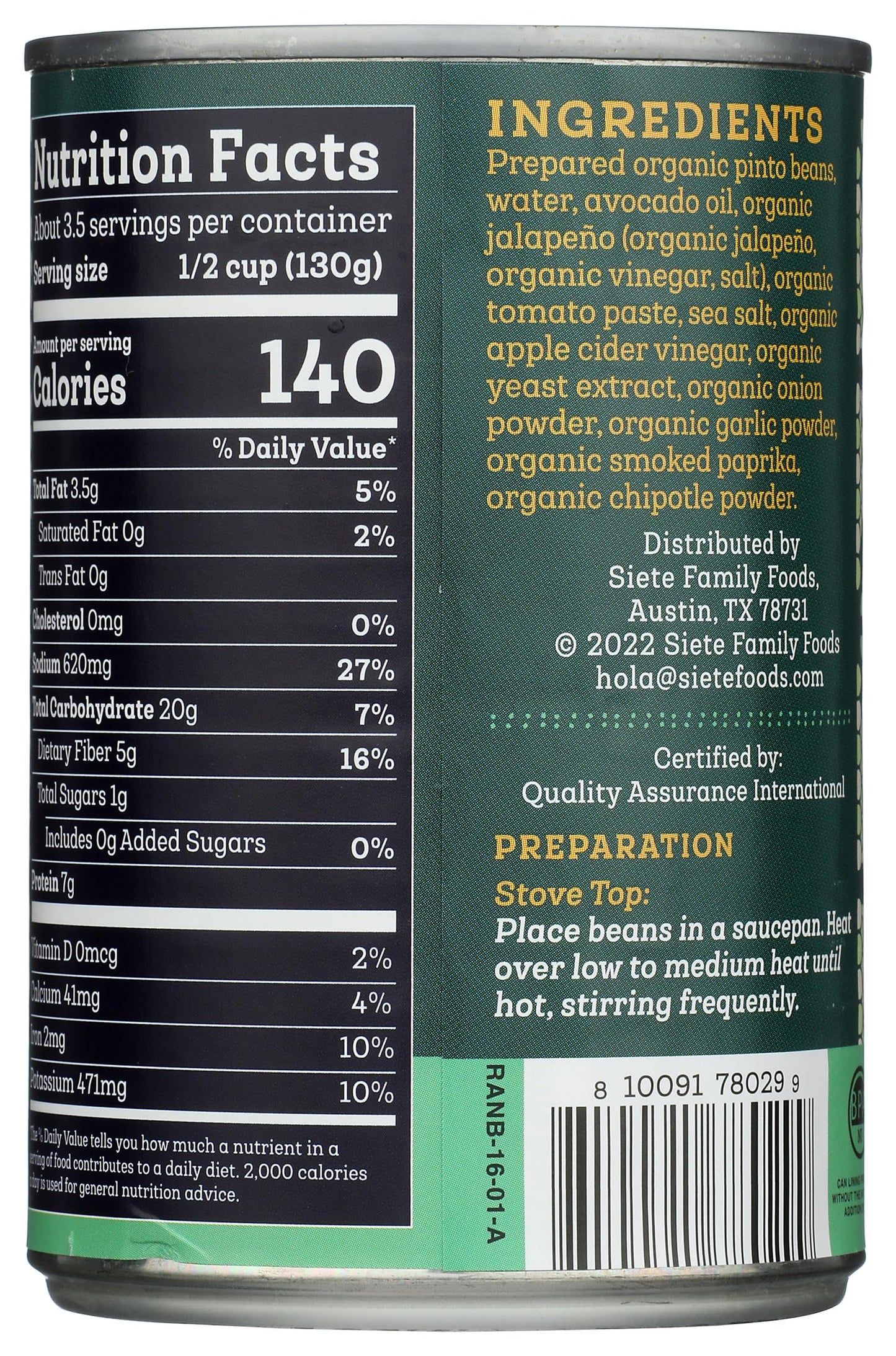Siete Beans Refried Ranchero 16 Oz