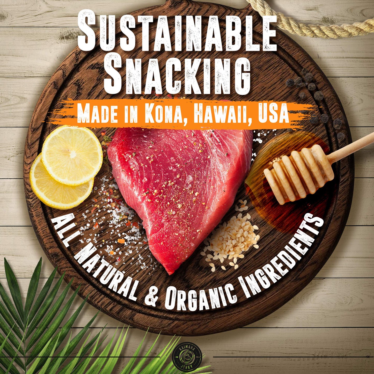 Kaimana Jerky Wild-Caught Ahi Tuna Jerky - Peppered, All-Natural, 3 Pack, 2.5 oz