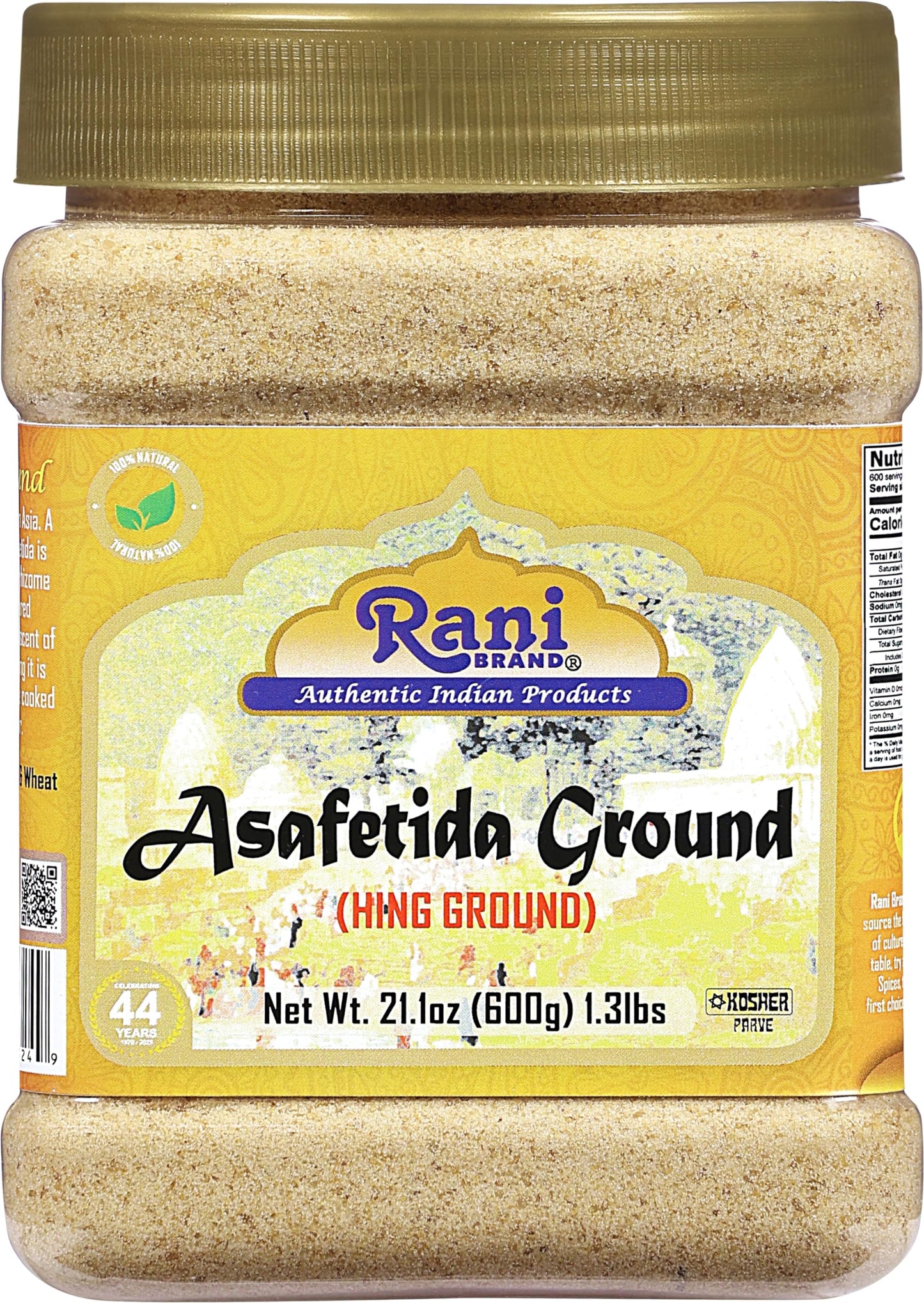 Rani Asafetida (Hing) Ground 21Oz (600G) 1.3Lbs Pet Jar ~ All Natural | Salt Free | Vegan | Non-Gmo | Kosher | Asafoetida Indian