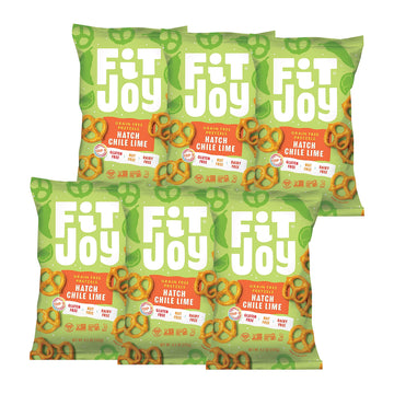 FitJoy Gluten Free Pretzels, Hatch Chile Lime Twists, Grain Free: Gluten Free Snacks with Made-In-USA Crispy Crunchiness -Nut Fr