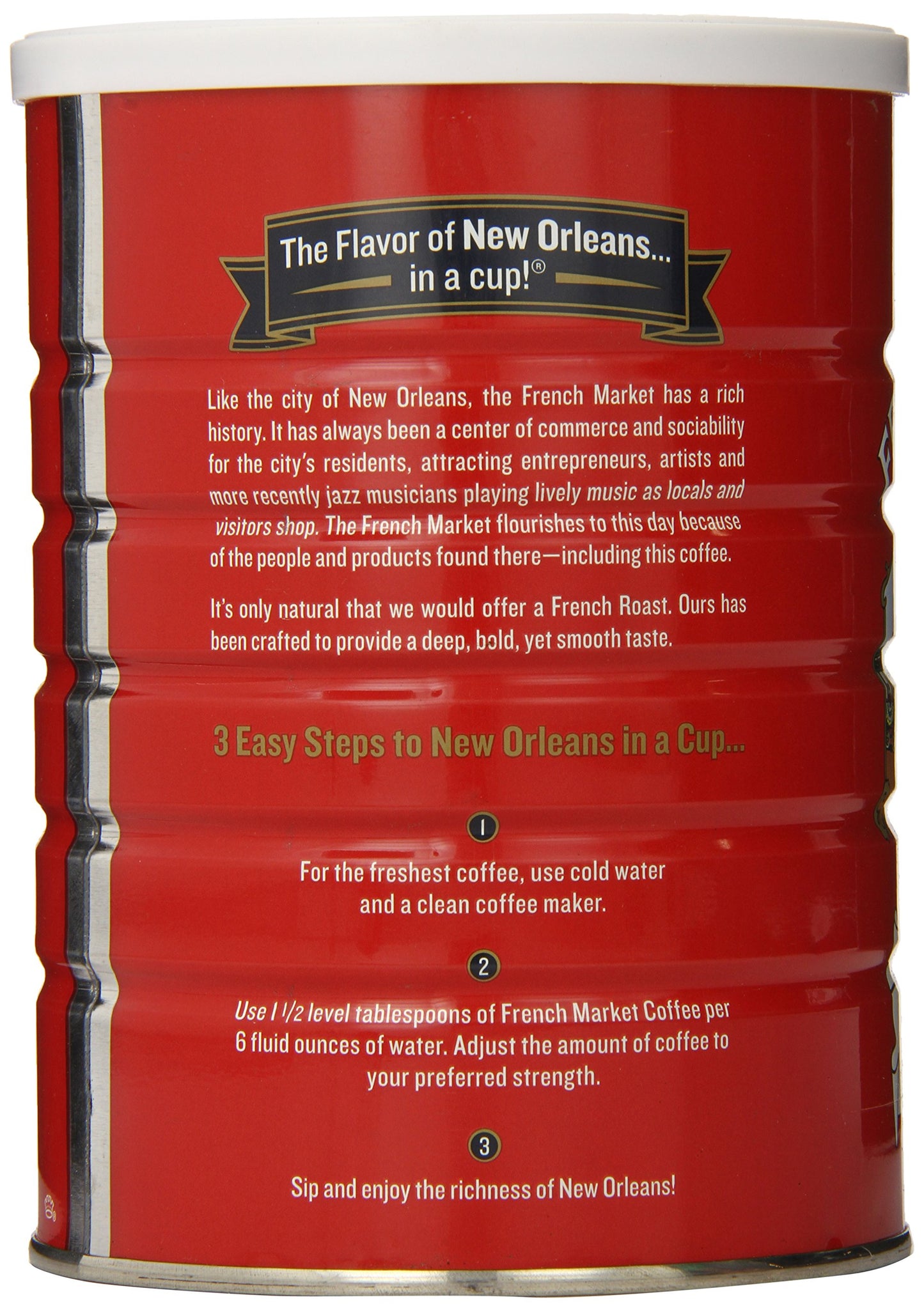 French Market French Roast Medium-Dark Roast Ground Coffee, 12Oz Can (Pack Of 1)