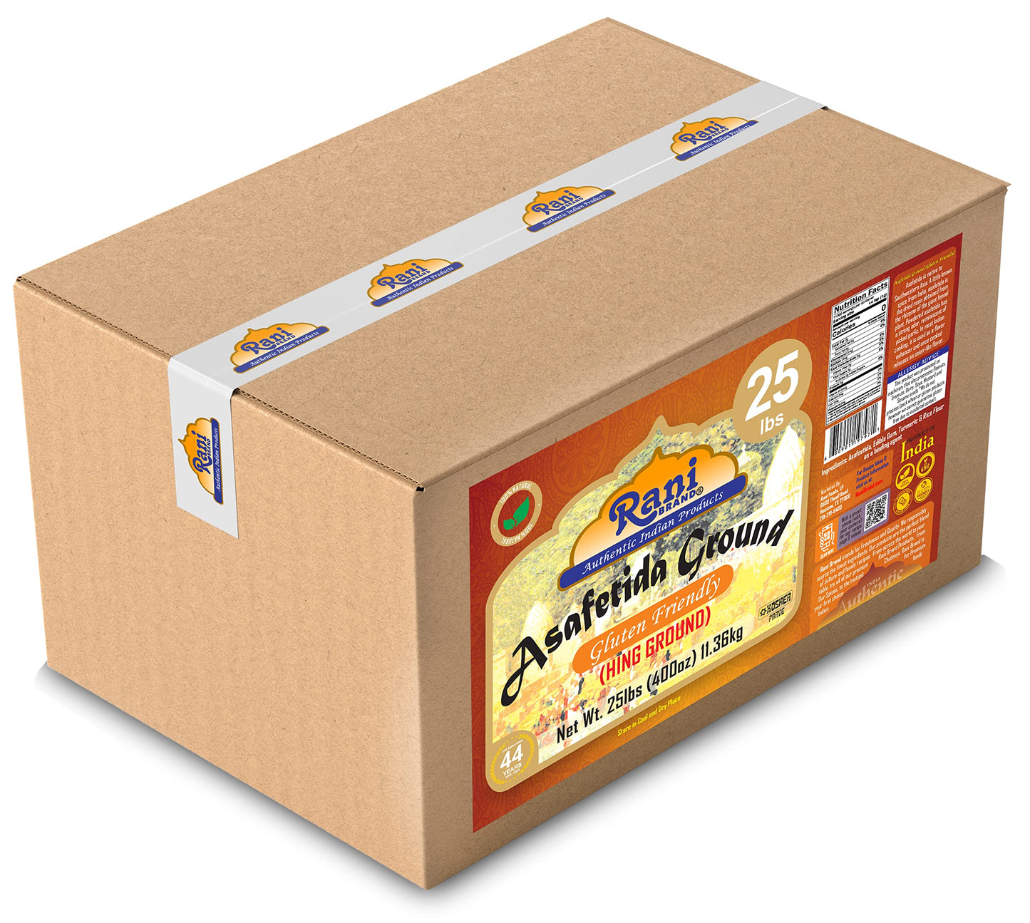 Rani Asafetida (Hing) Ground 400oz (25lbs) 11.36kg Gluten Friendly, Bulk Box ~ All Natural | Salt Free | Vegan | Non-GMO | KOSHE