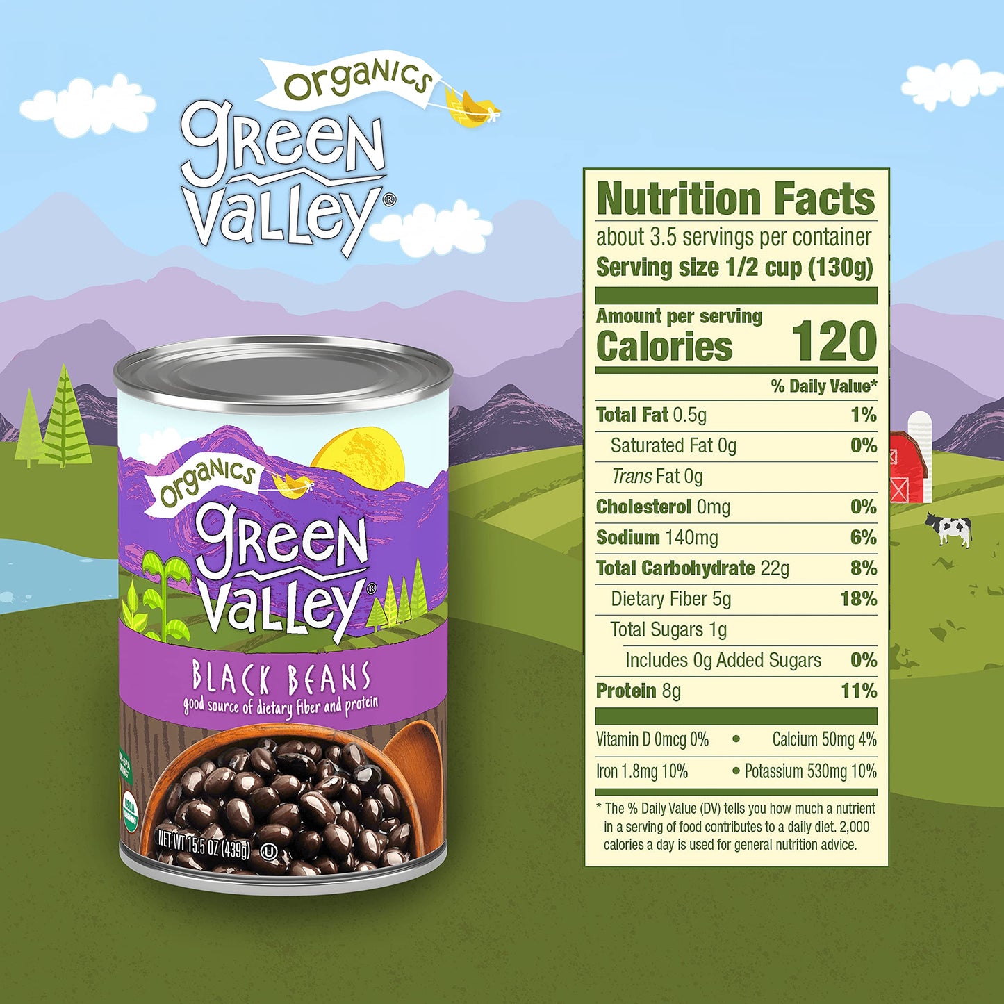 Green Valley Organics Black Beans | Certified Organic | Deliciously Tender, Creamy & Mild | Deep Dark Skin | Good Source Of Diet