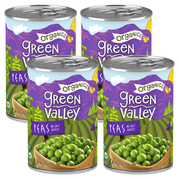 Green Valley Organics Peas | Certified Organic | Deliciously Succulent, Creamy Sweet | 15 Oz Can (Pack Of 4)
