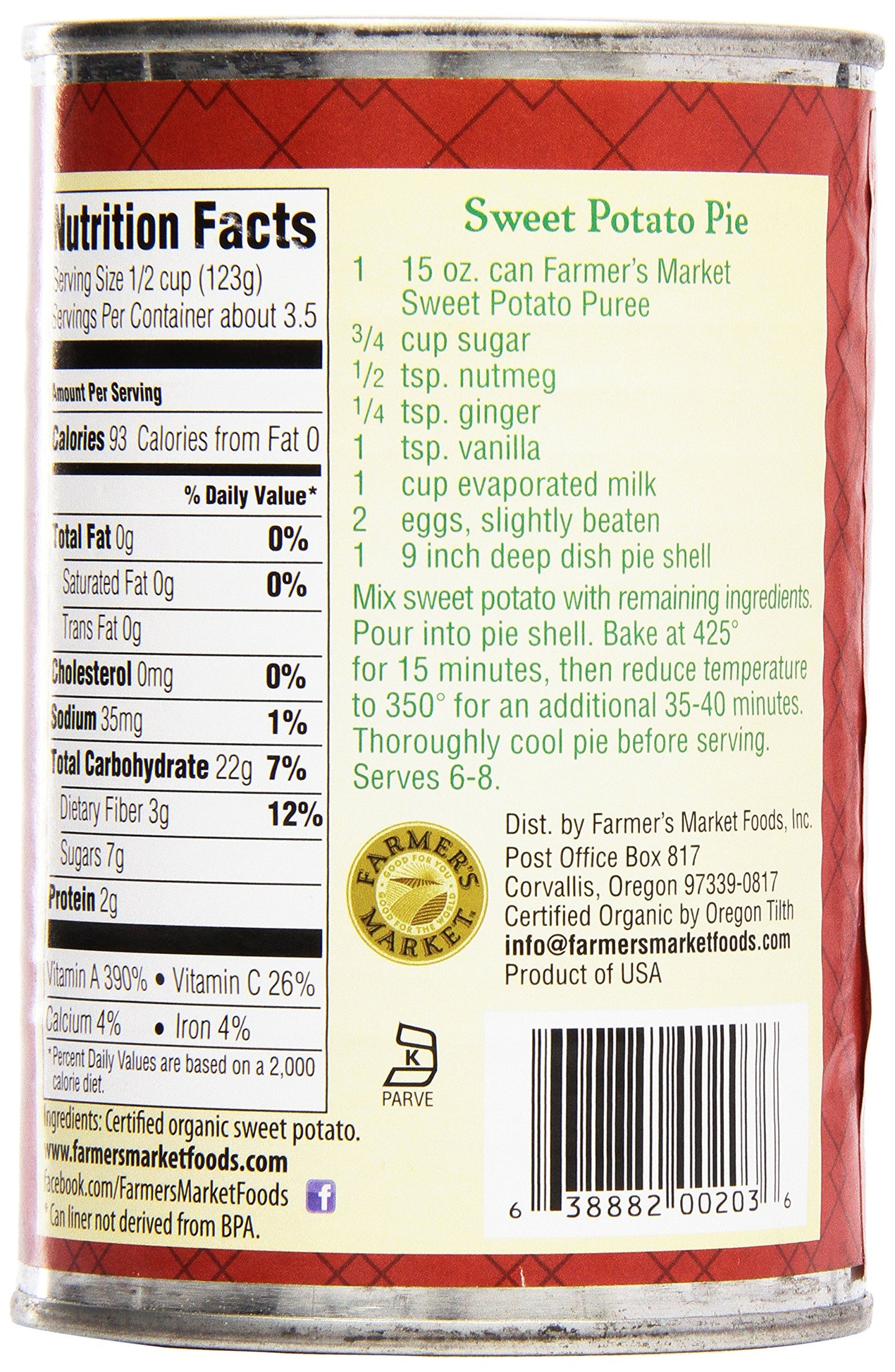 Farmer'S Market Organic Sweet Potato Puree, 15 Oz