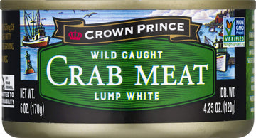 Crown Prince Lump White Crab Meat, 6 Ounce Cans, Pack of 12