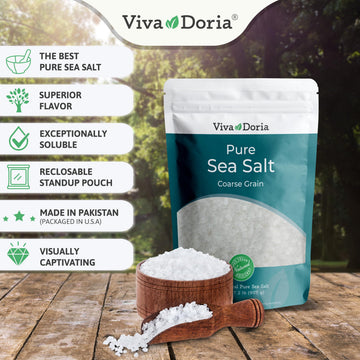 Viva Doria Pure Sea Salt, Coarse Grain, 32 Ounce (2 lb), Ideal for Salt Grinders