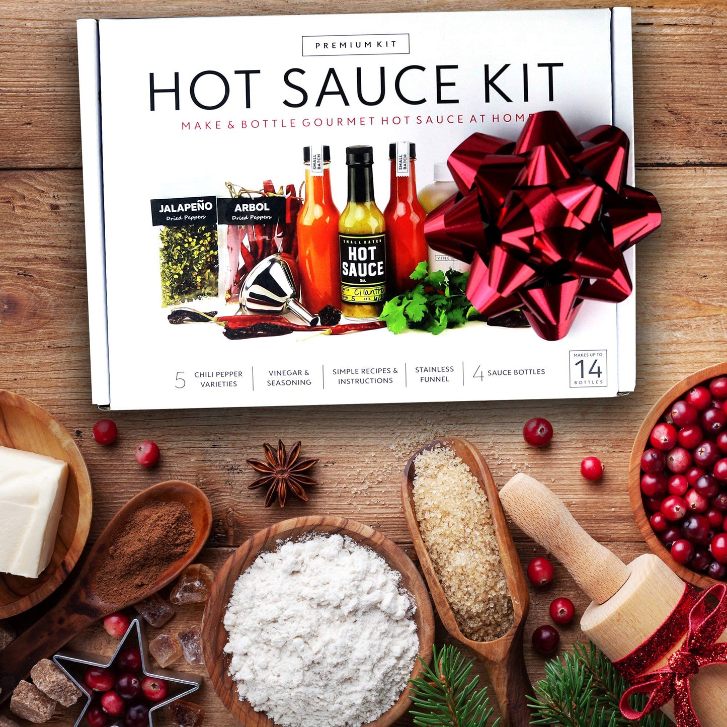 enhanced Hot Sauce Making Kit  5 Varieties of Peppers  Jalapeno Habanero  Gourmet Spice Blend  4 Bottles  Fun Labels  Make your own hot sauce  DIY Gift for Dad (enhanced Kit)