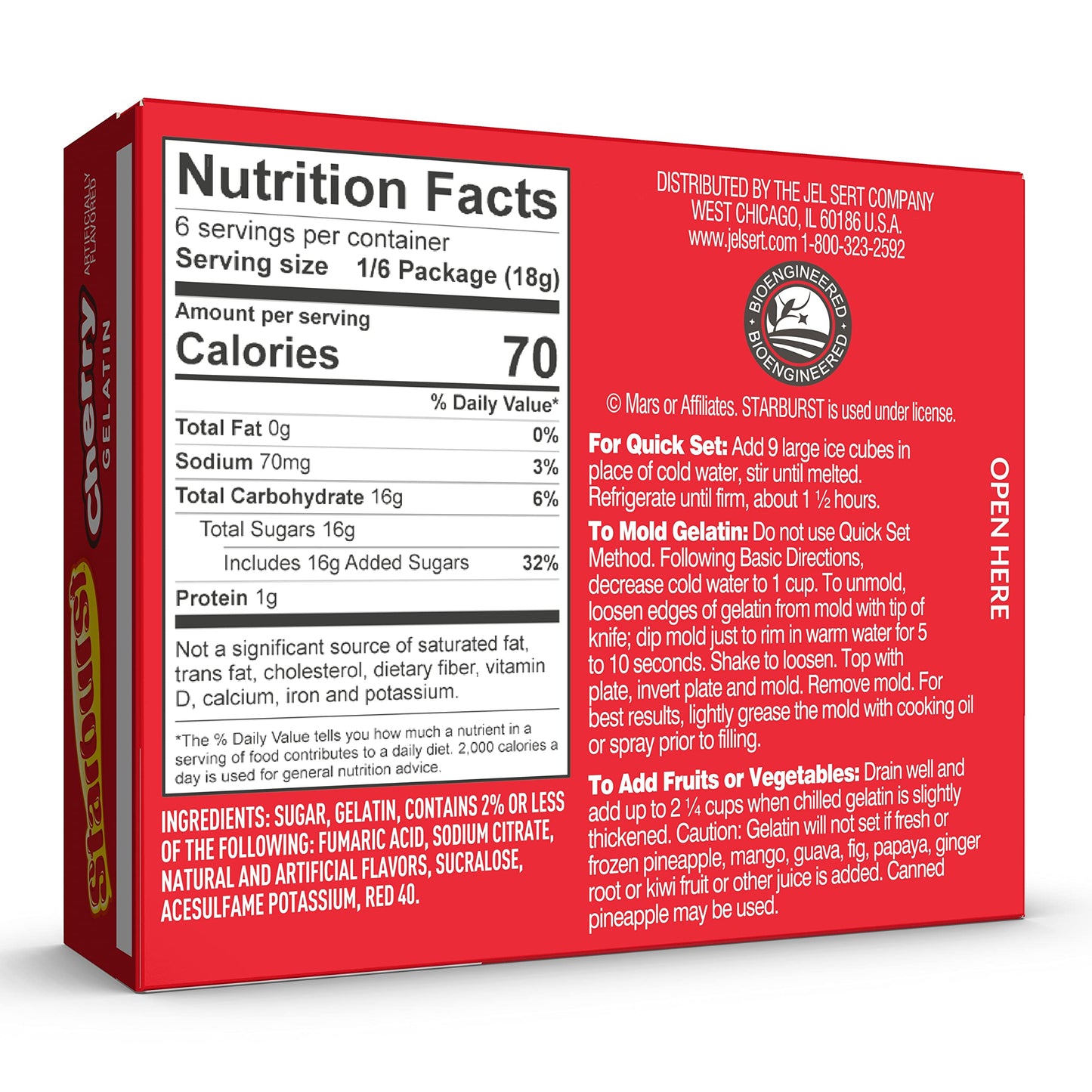 Starburst Gelatin - Cherry, 12Count