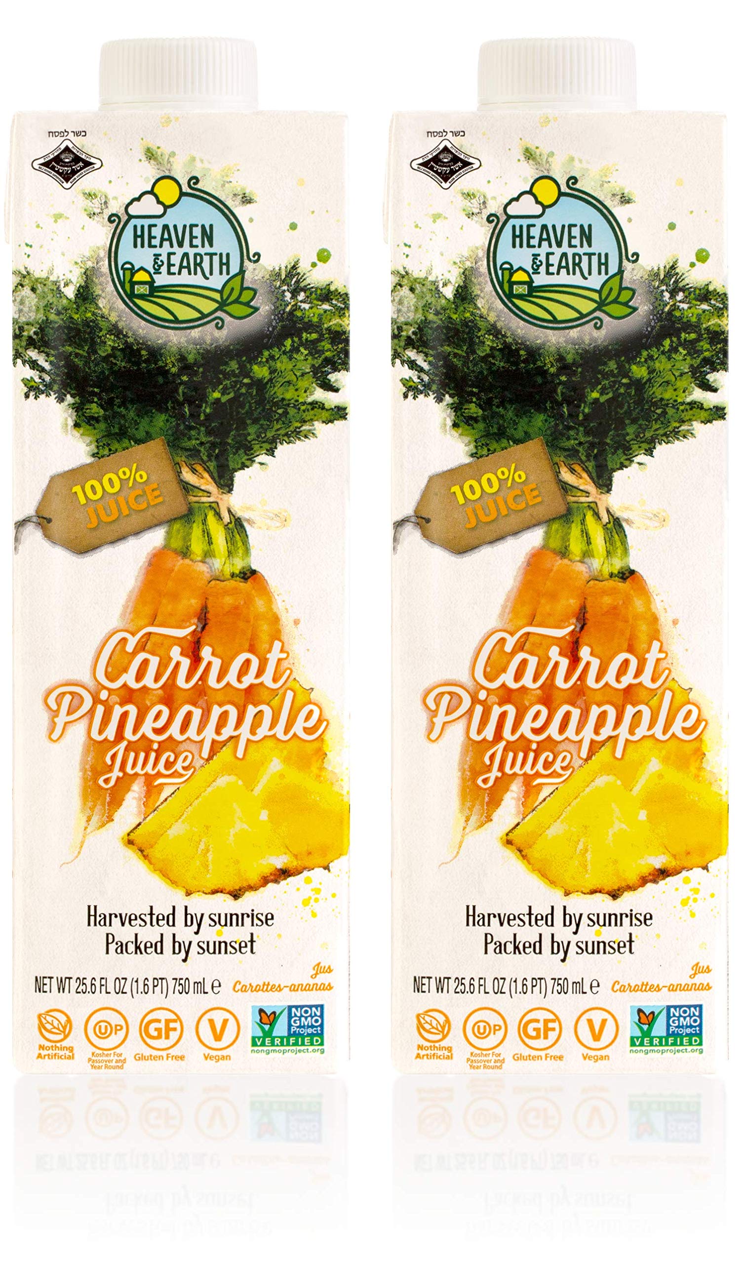 Heavan & Earth 100% Carrot and Pineapple Juice 25.6 oz (2 pack)