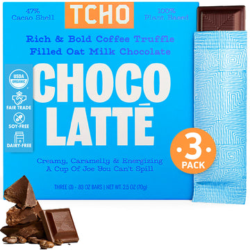 Tcho Choco Latte 47% Oat Milk Chocolate Bars (3 Pack) | Plant Based, Organic & Fair Trade, | Non Gmo, Non-Dairy, Vegan, Soy Free