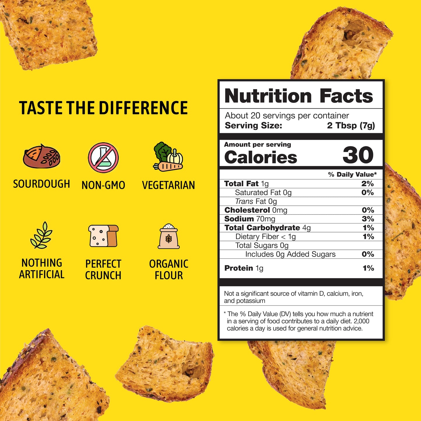 Kooshy Croutons Mambo Italiano, All Natural Vegetarian Non-GMO, 5oz Pouch, Sourdough Bread, Garlic, Basil, Parmesan