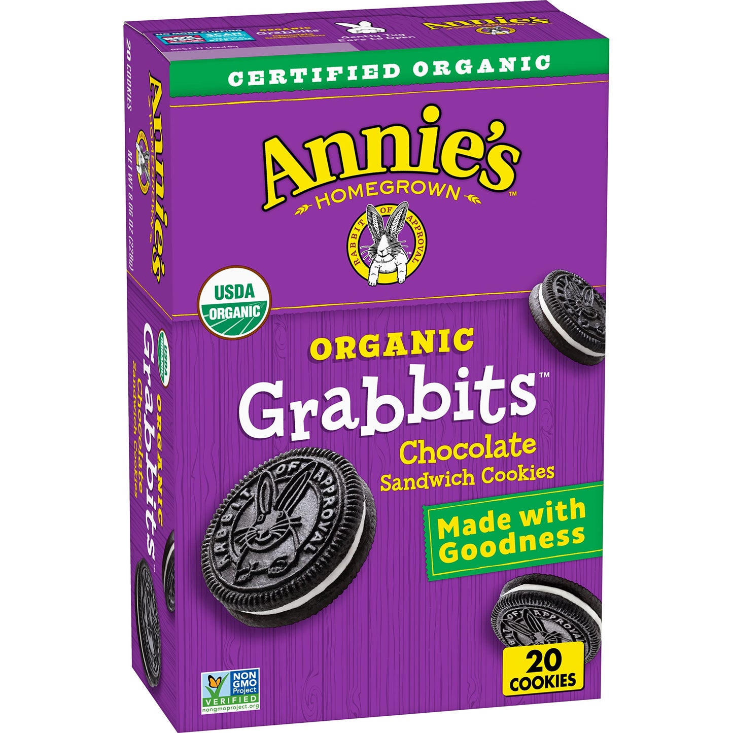 Annies Organic Grabbits Chocolate Sandwich Cookies, 8.06 Oz, 20 Ct