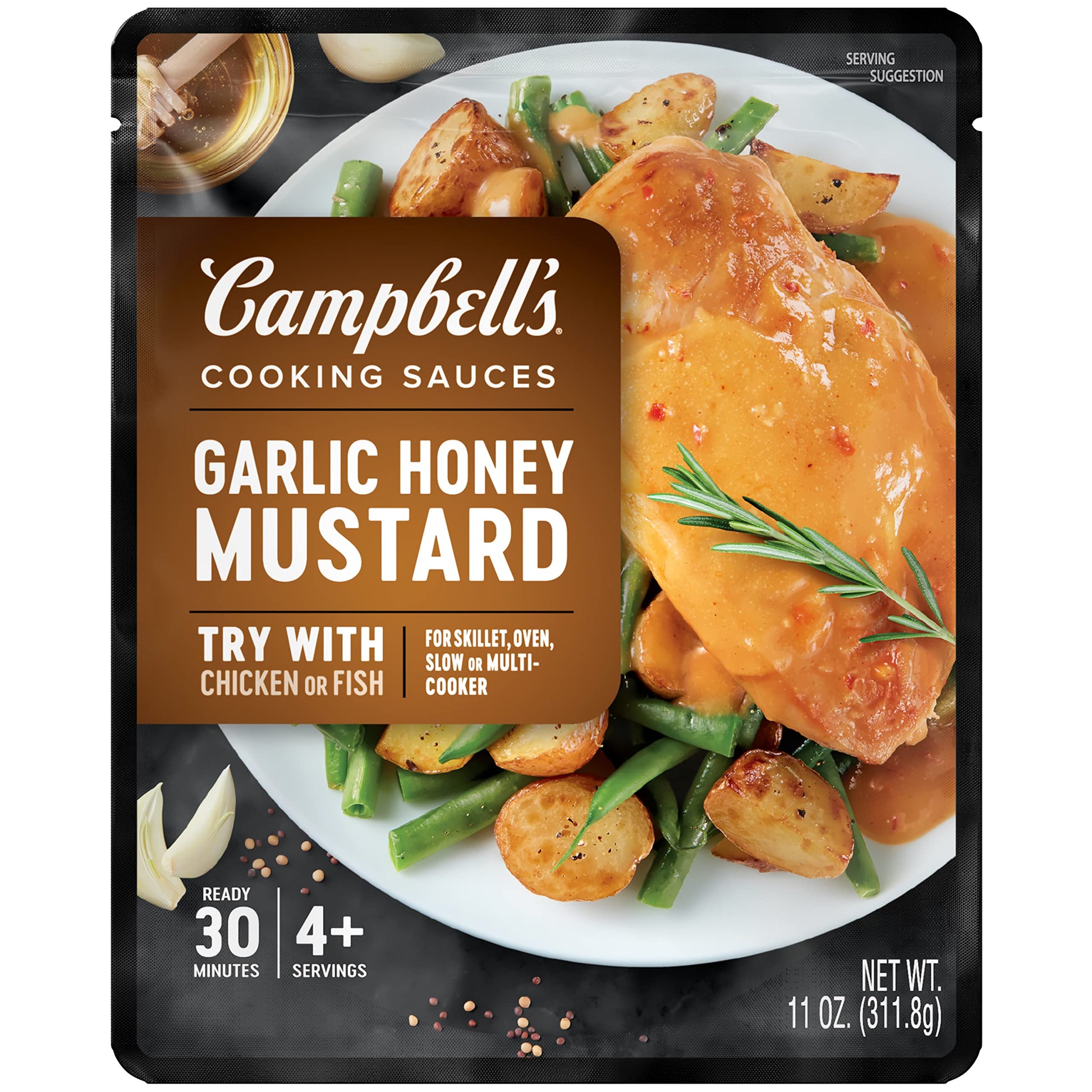Campbells Cooking Sauces, Garlic Honey Mustard Sauce, 11 Oz Pouch