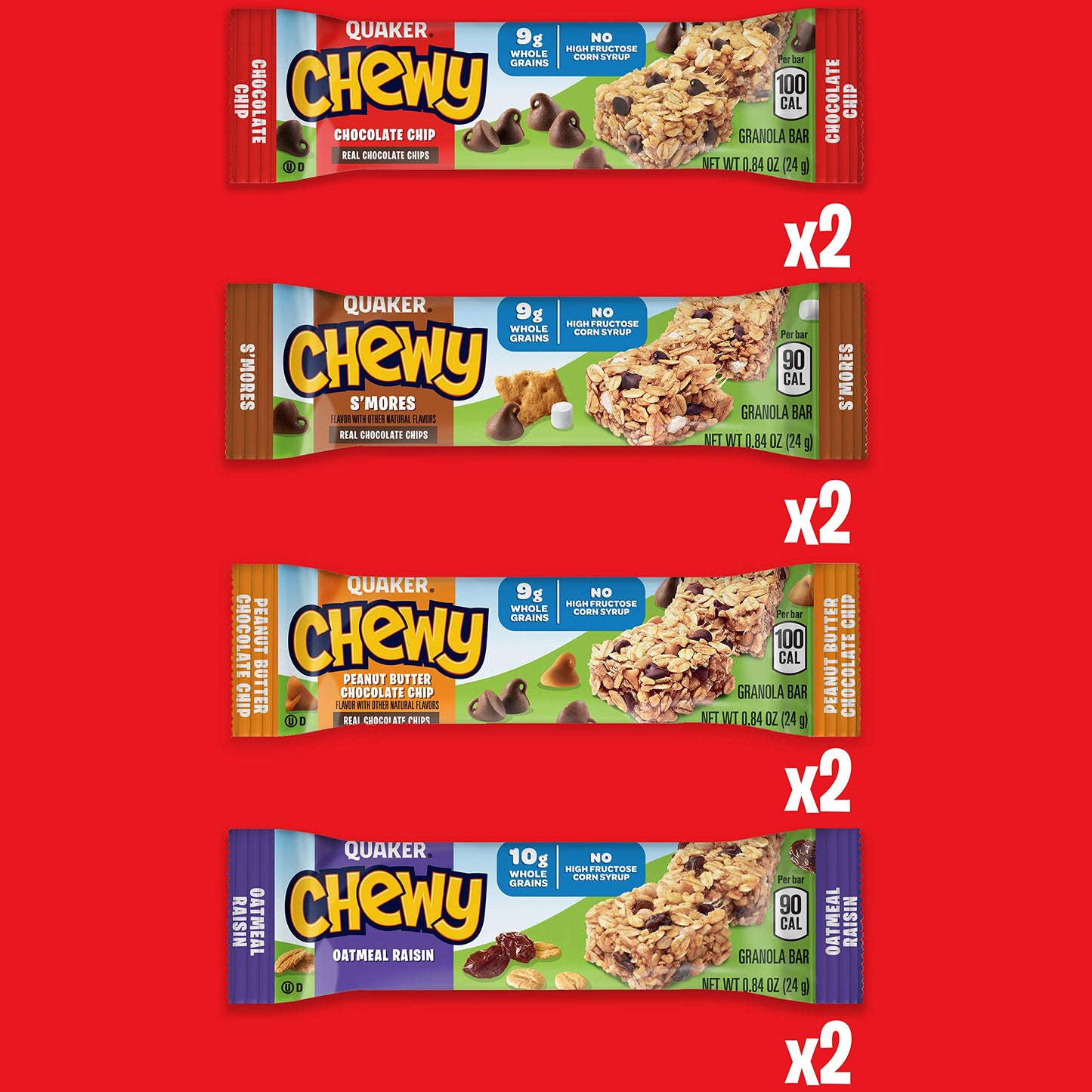 Quaker Chewy Granola Bars Variety Pack, 0.84 Oz, 8 Ct