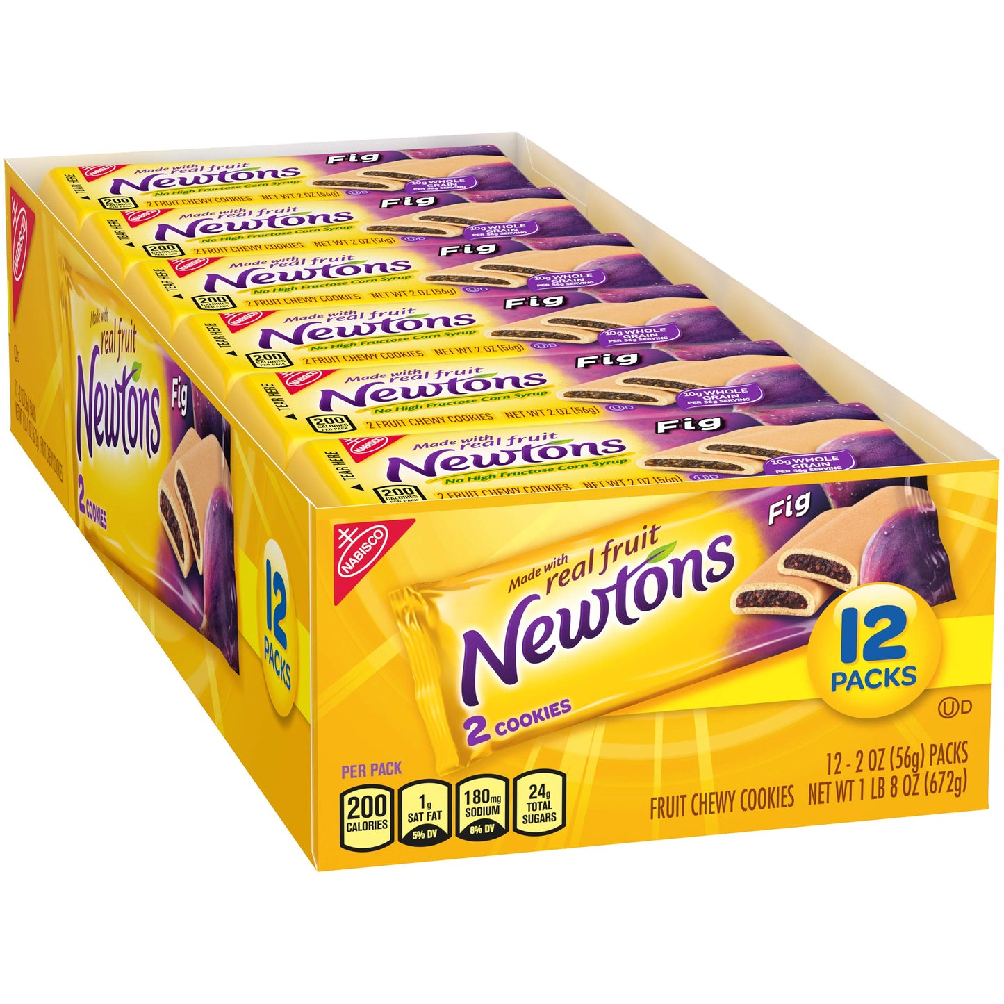 Newtons Soft & Fruit Chewy Cookies, (2 Cookies Per Pack) Fig, 24 Oz (Pack Of 12)