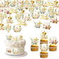 Foowztao 48 PCS Edible Cupcake Toppers - Wafer Paper Dove Cross - Golden - First Holy Communion, Baptism, Baby Shower, Birthday Party Decorations