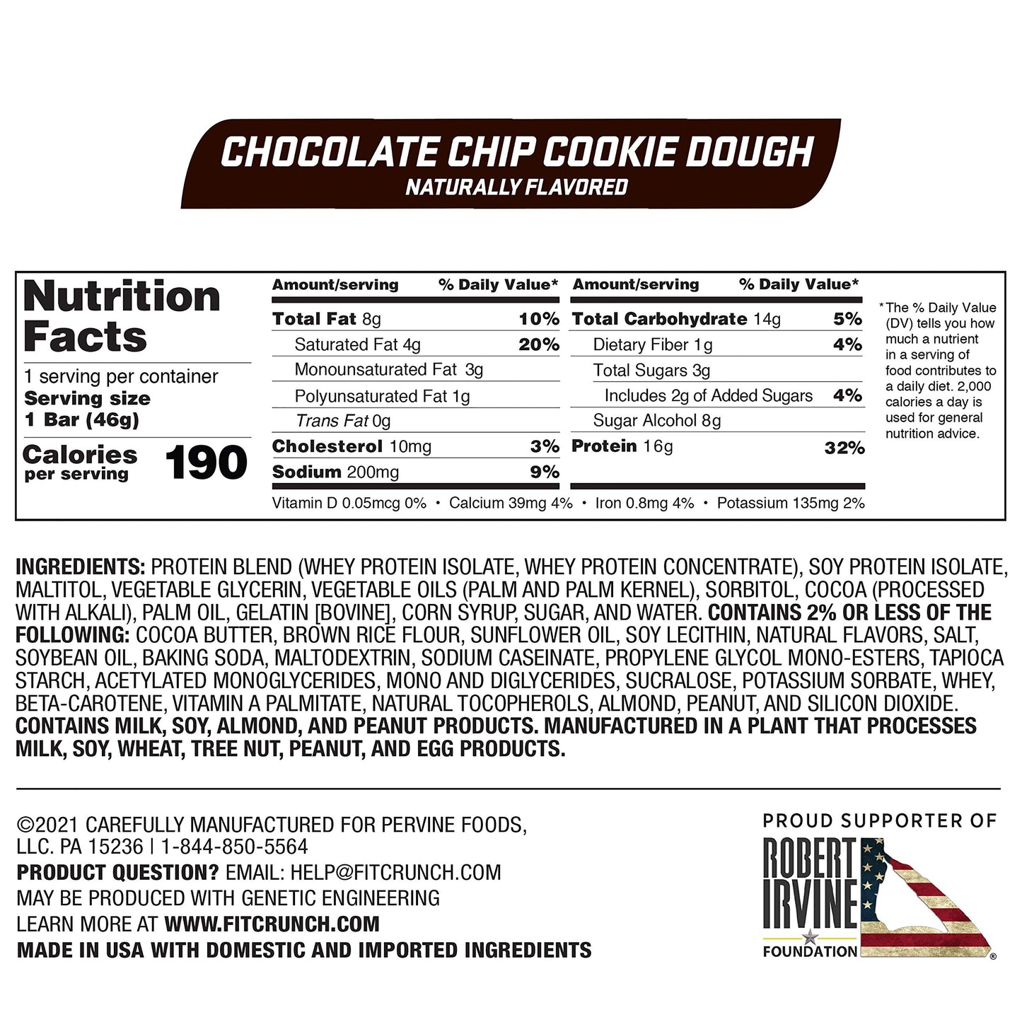 Fitcrunch Snack Size Protein Bars, Worlds Only 6-Layer Baked Bar, Just 3G Of Sugar & Soft Cake Core (6 Bars, Chocolate Chip Cook