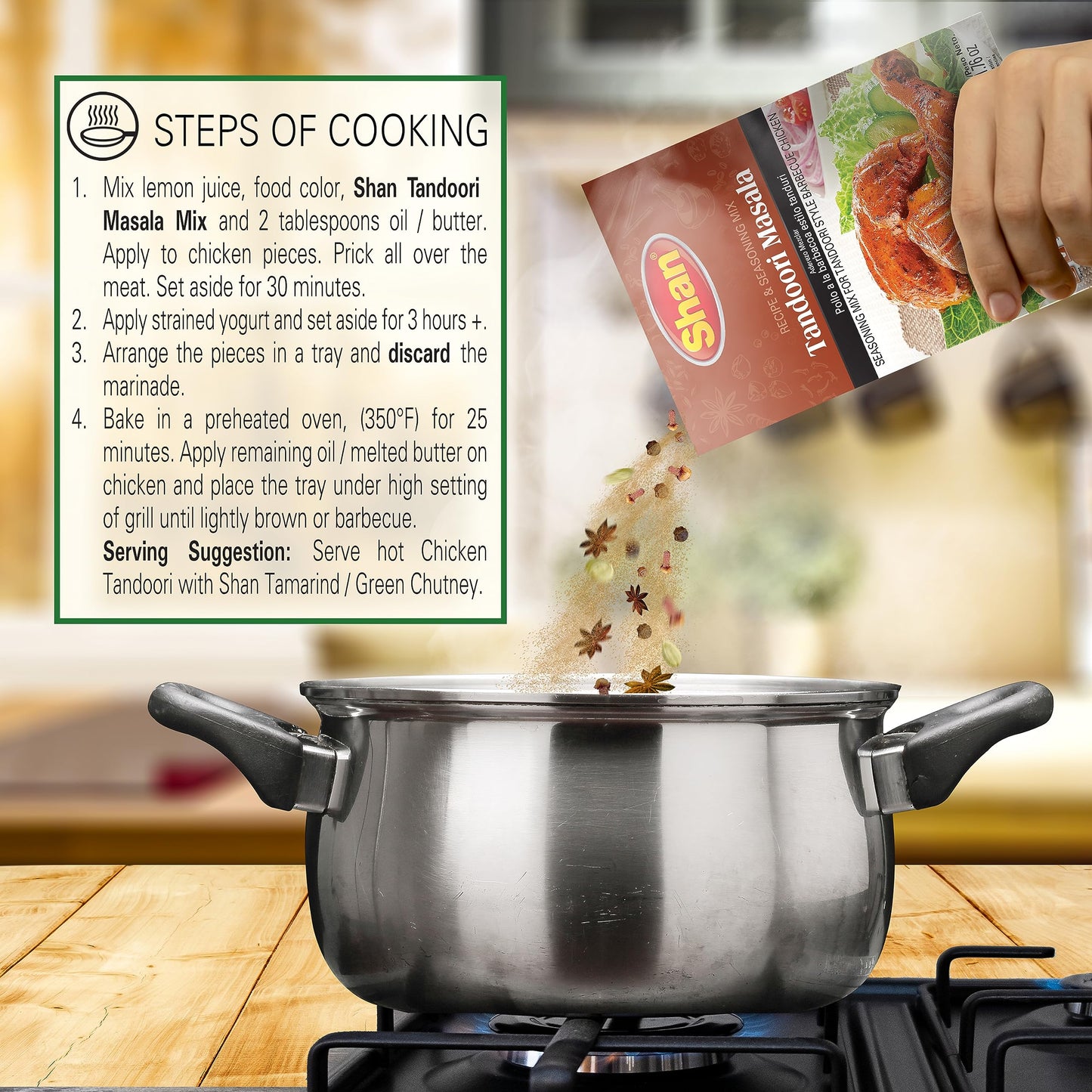 Shan Tandoori Masala Seasoning Mix, Spice Packets for Tandoori Chicken, 50g (Pack of 2)