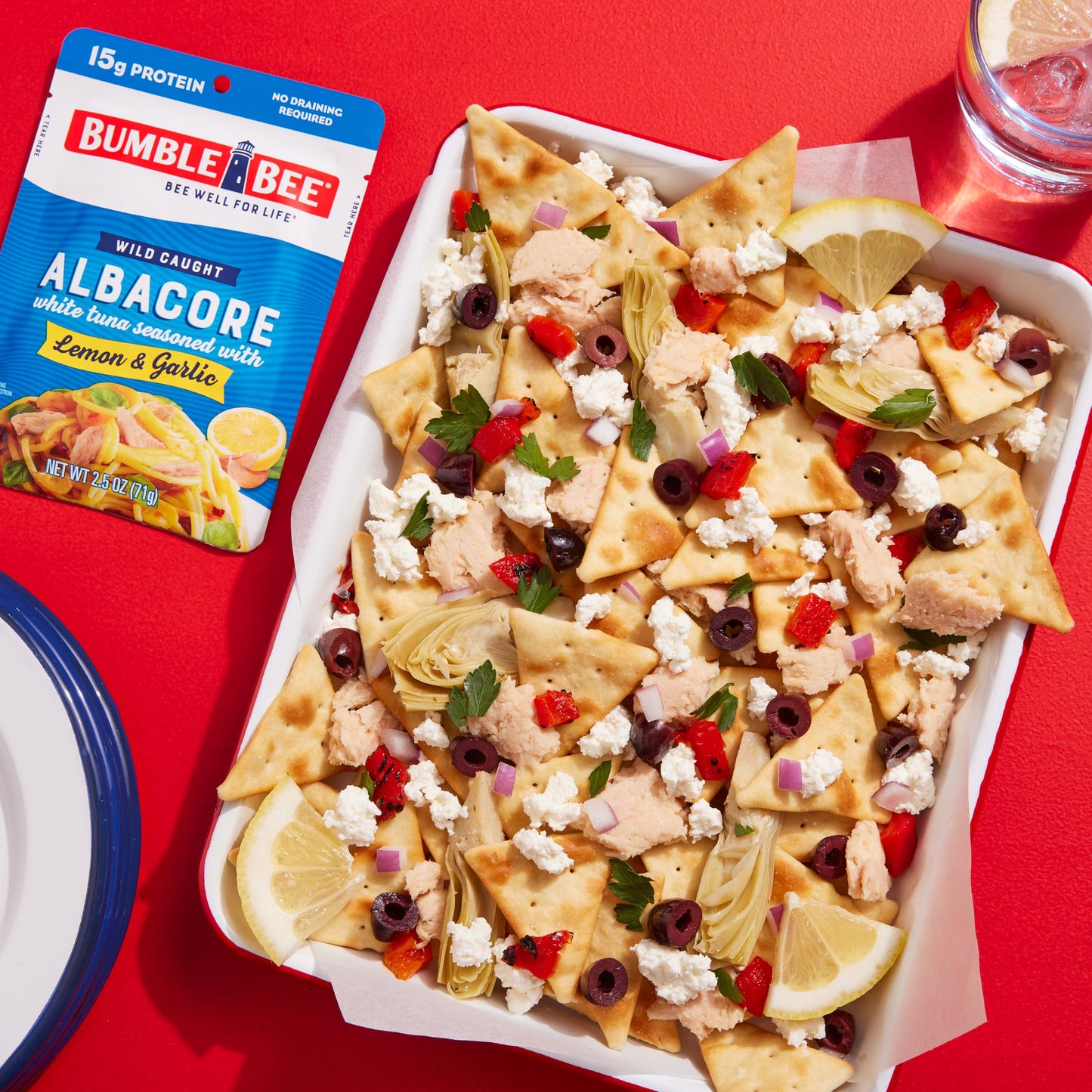 Bumble Bee Albacore Tuna Pouch, Lemon & Garlic, 2.5 oz, Wild Caught, 15g Protein, Non-GMO, Gluten Free