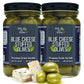 Green Jay Gourmet Blue Cheese Stuffed Olives - 2 x 16 Ounces - All Natural - Perfect for Cocktails and Cheese Boards