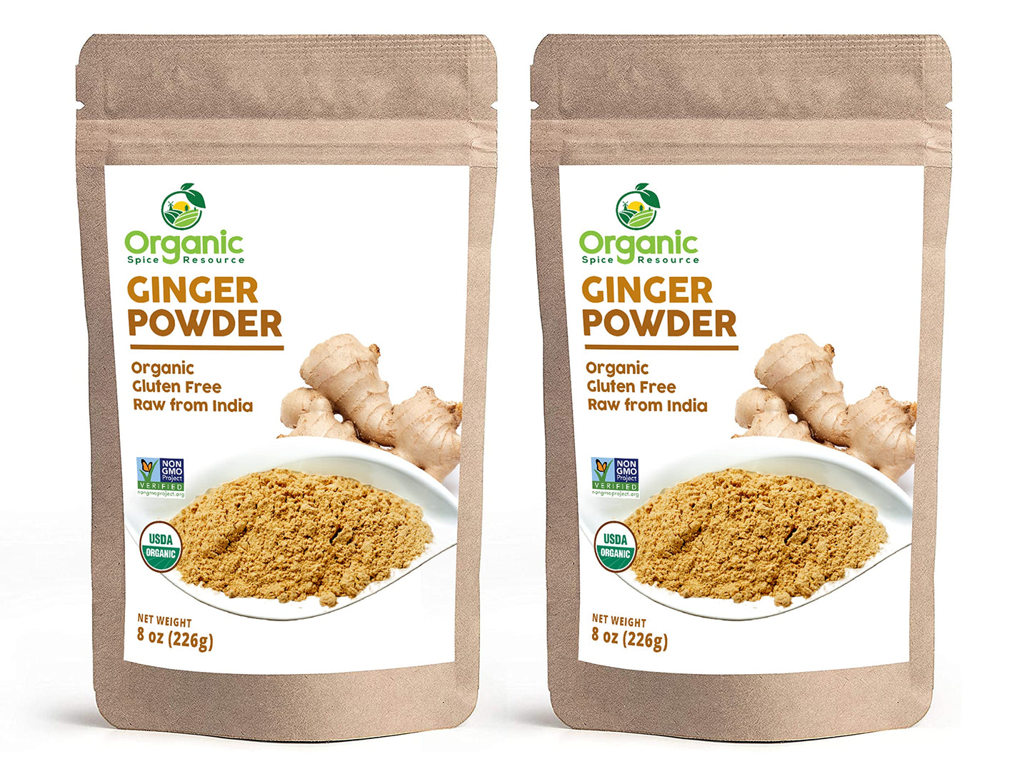 Organic Ginger Powder | 16 oz (Pack of 2) | USDA Organics and Non-GMO Verified Project Approved | Product of India | 100% Raw an