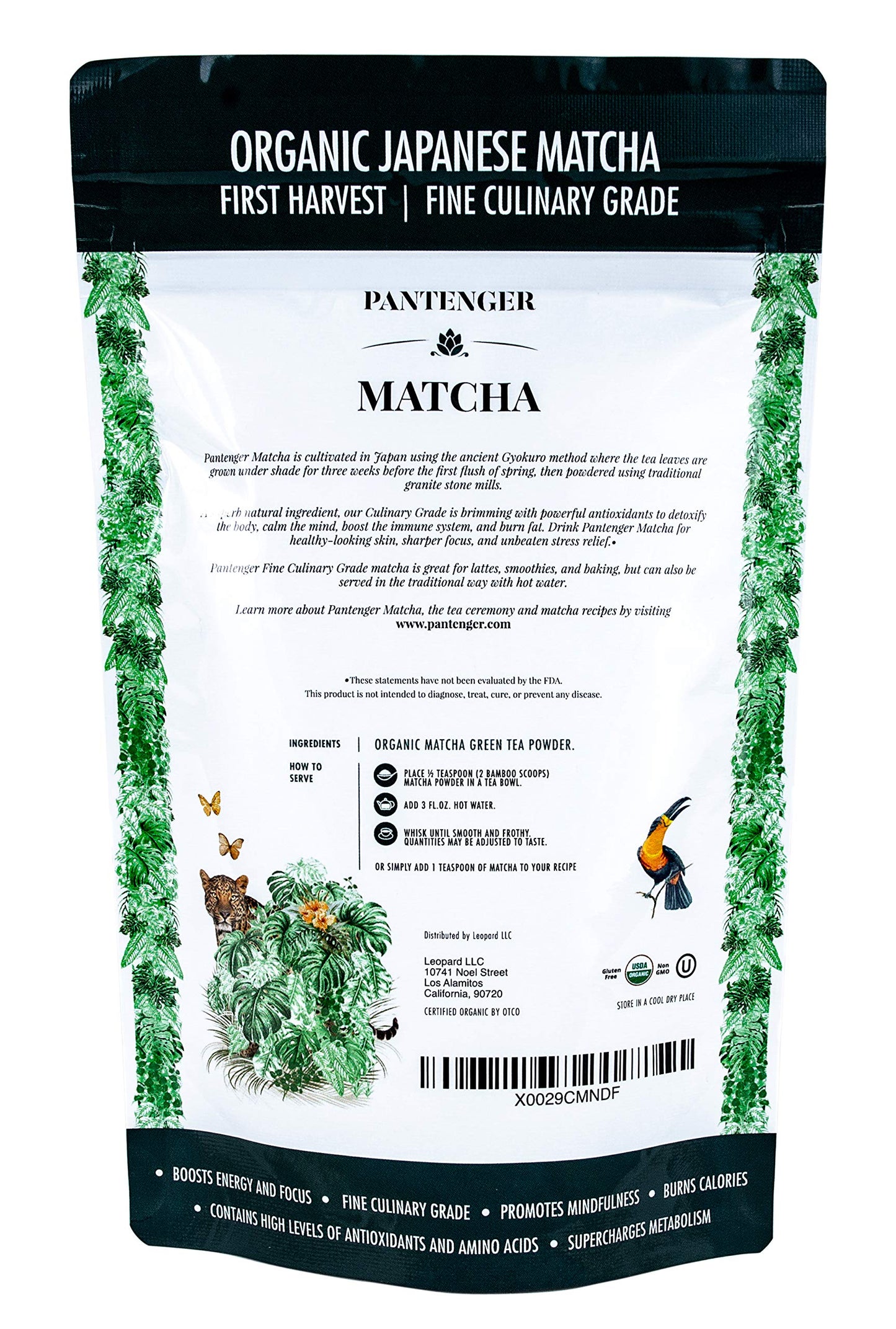 Pantenger Organic Matcha Green Tea Powder - Latte & Smoothie Grade, 3.5 OZ, Japanese First Harvest, Stone Milled, 80 Servings