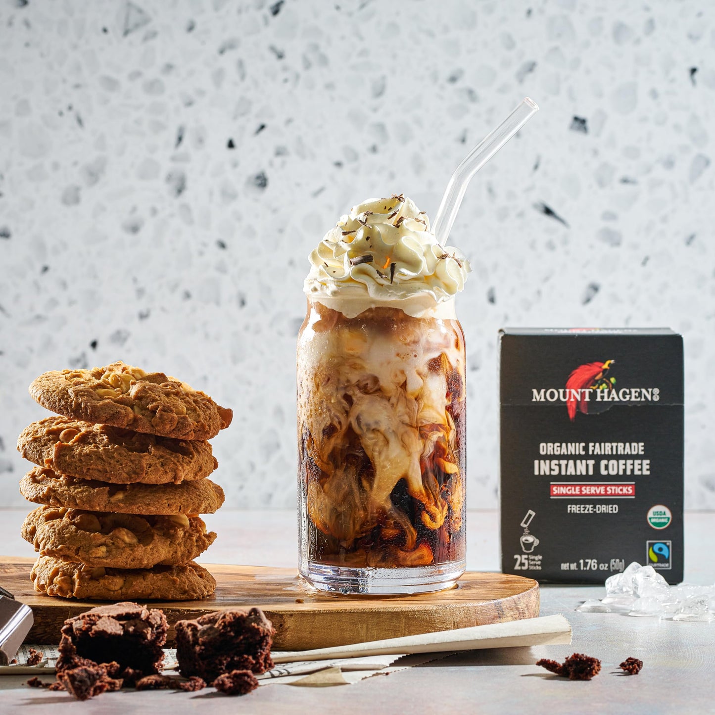 Mount Hagen 25 Count Single Serve Instant Coffee Packets - 8 Pack | Organic Medium Roast Arabica Beans | Eco-friendly, Fair-Trad